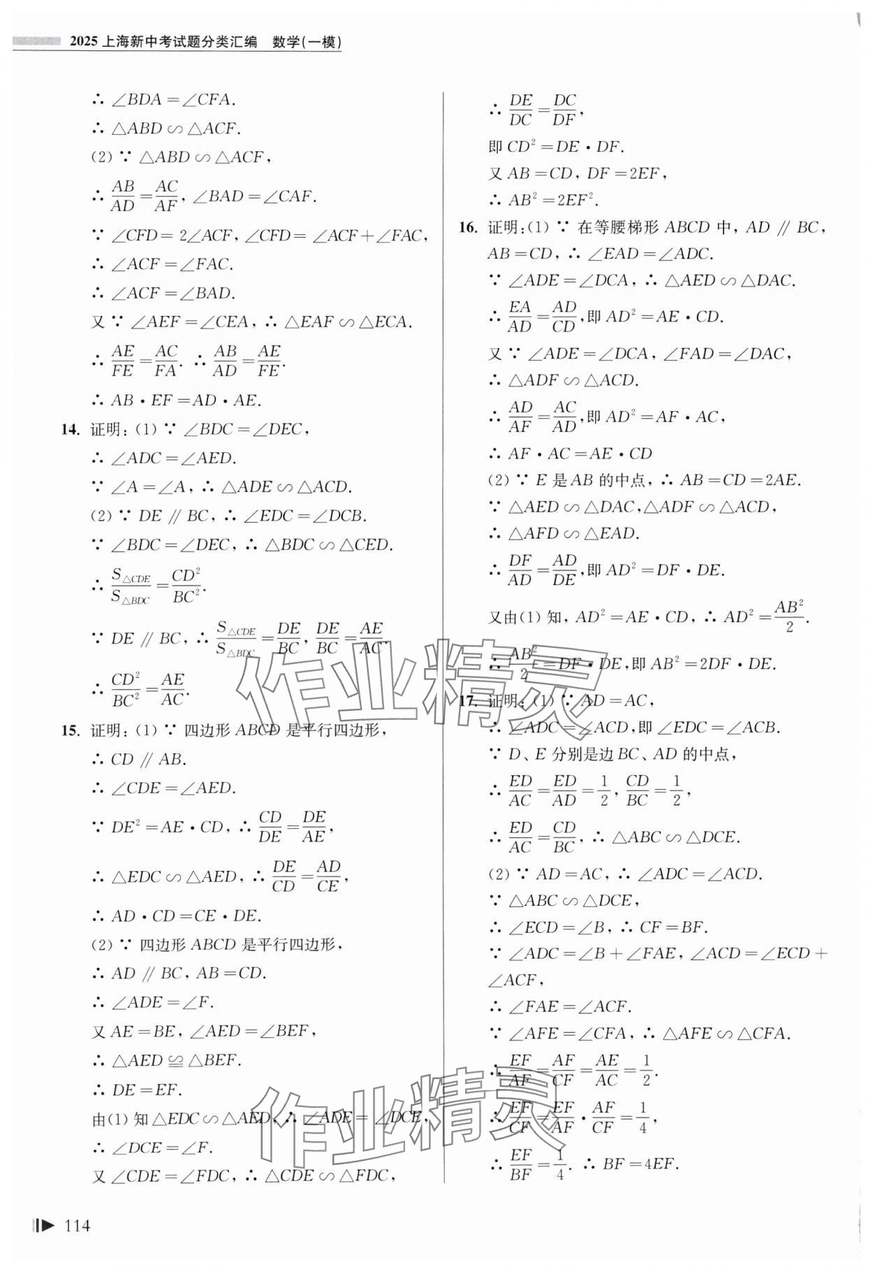 2025年上海新中考試題分類匯編數學一模 第8頁