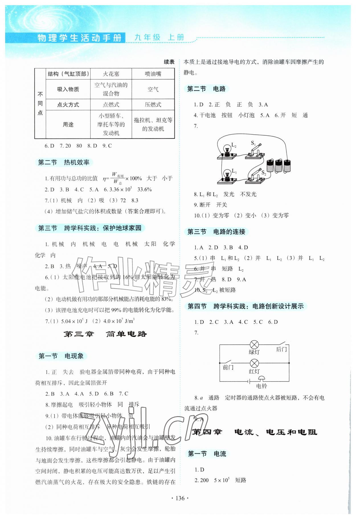 2026年学生活动手册教育科学出版社九年级物理上册教科版&nbsp;第2页