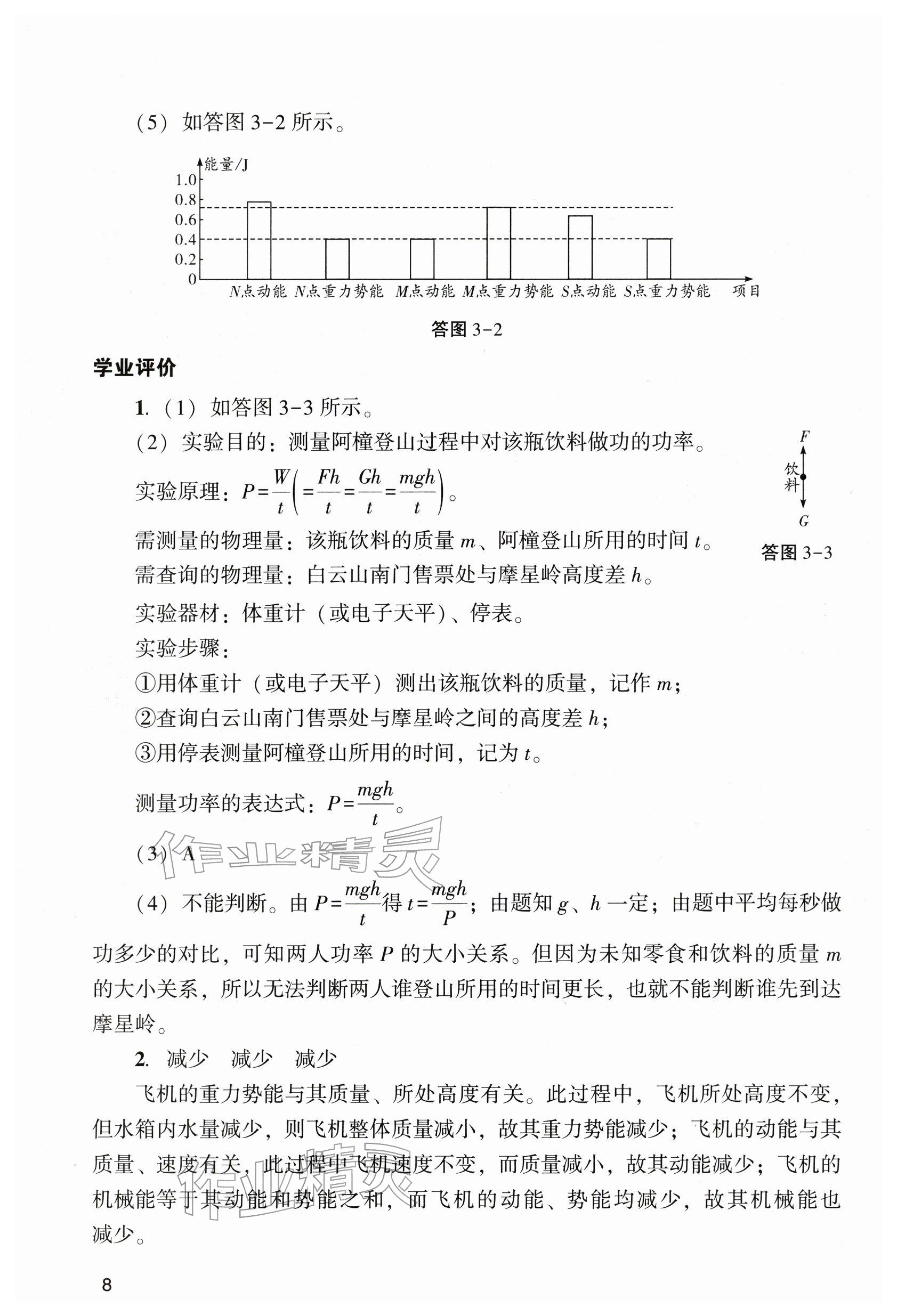 2026年阳光学业评价九年级物理下册人教版&nbsp;参考答案第8页
