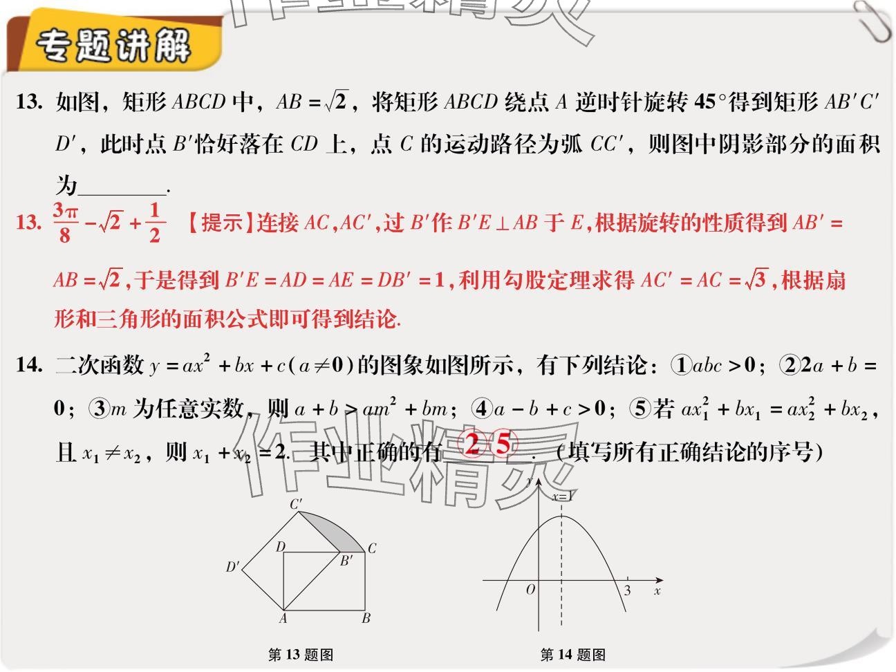 2024年复习直通车期末复习与假期作业九年级数学北师大版 参考答案第45页