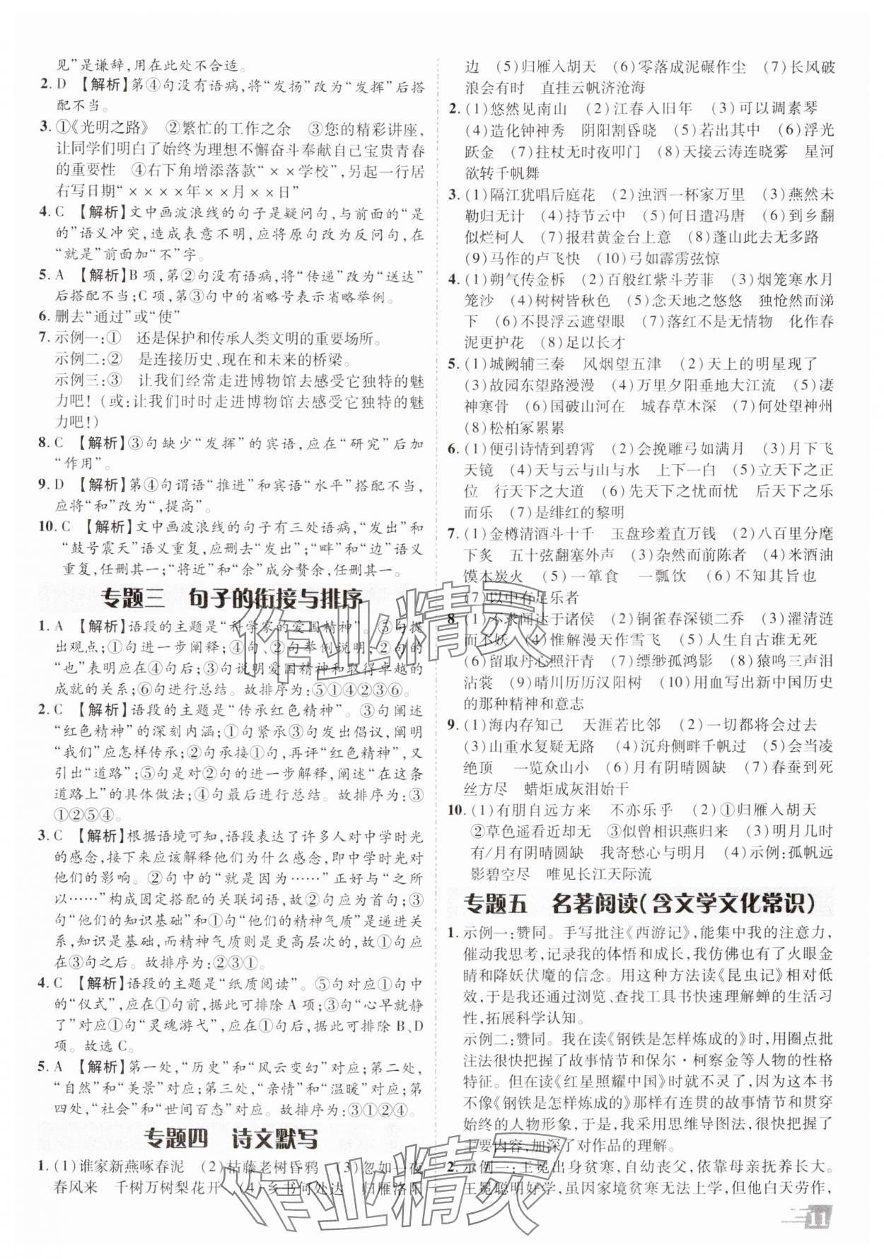 2025年卓文書業(yè)加速度語文青海專版 參考答案第10頁