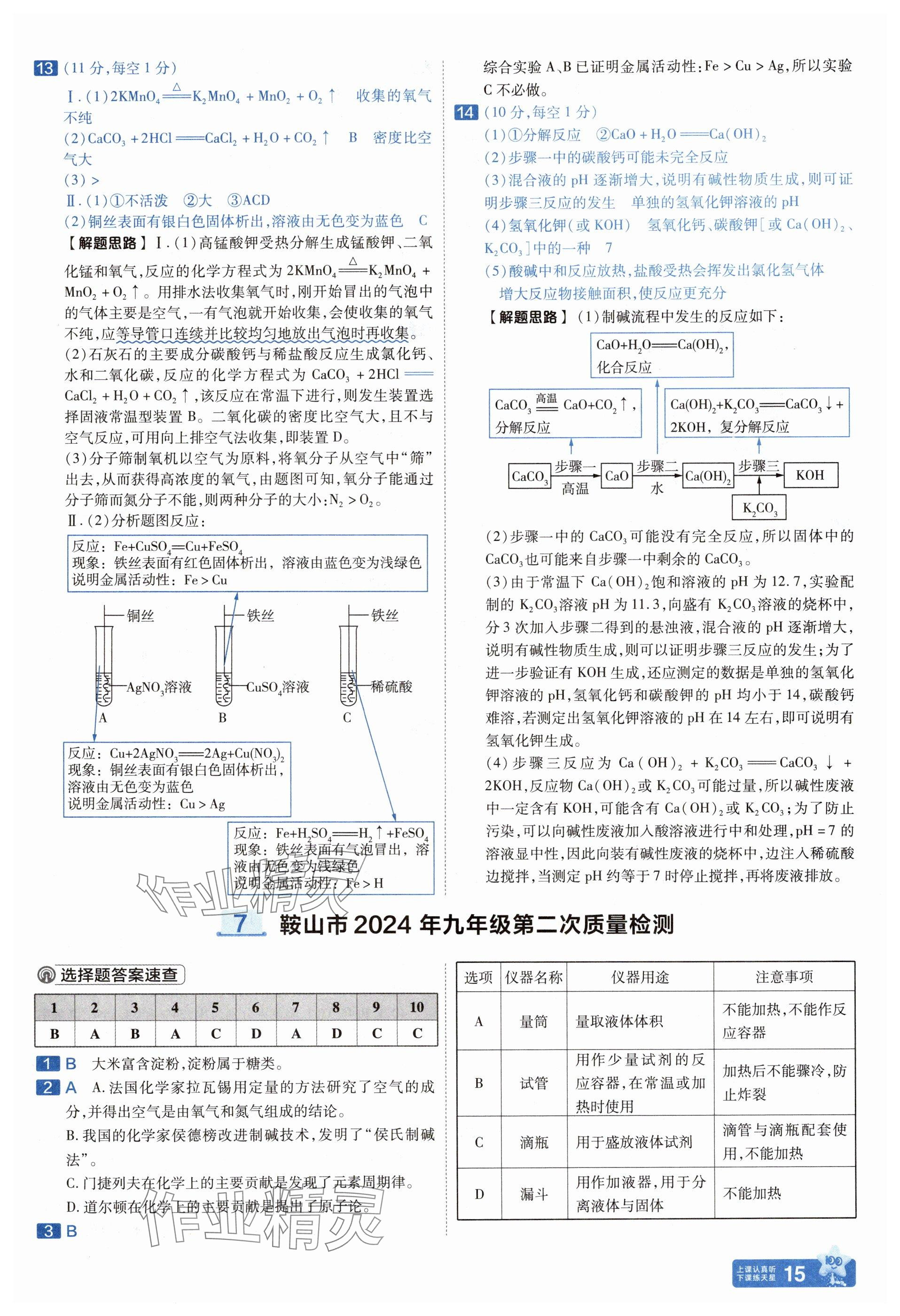 2025年金考卷中考45套匯編化學(xué)遼寧專版 參考答案第15頁