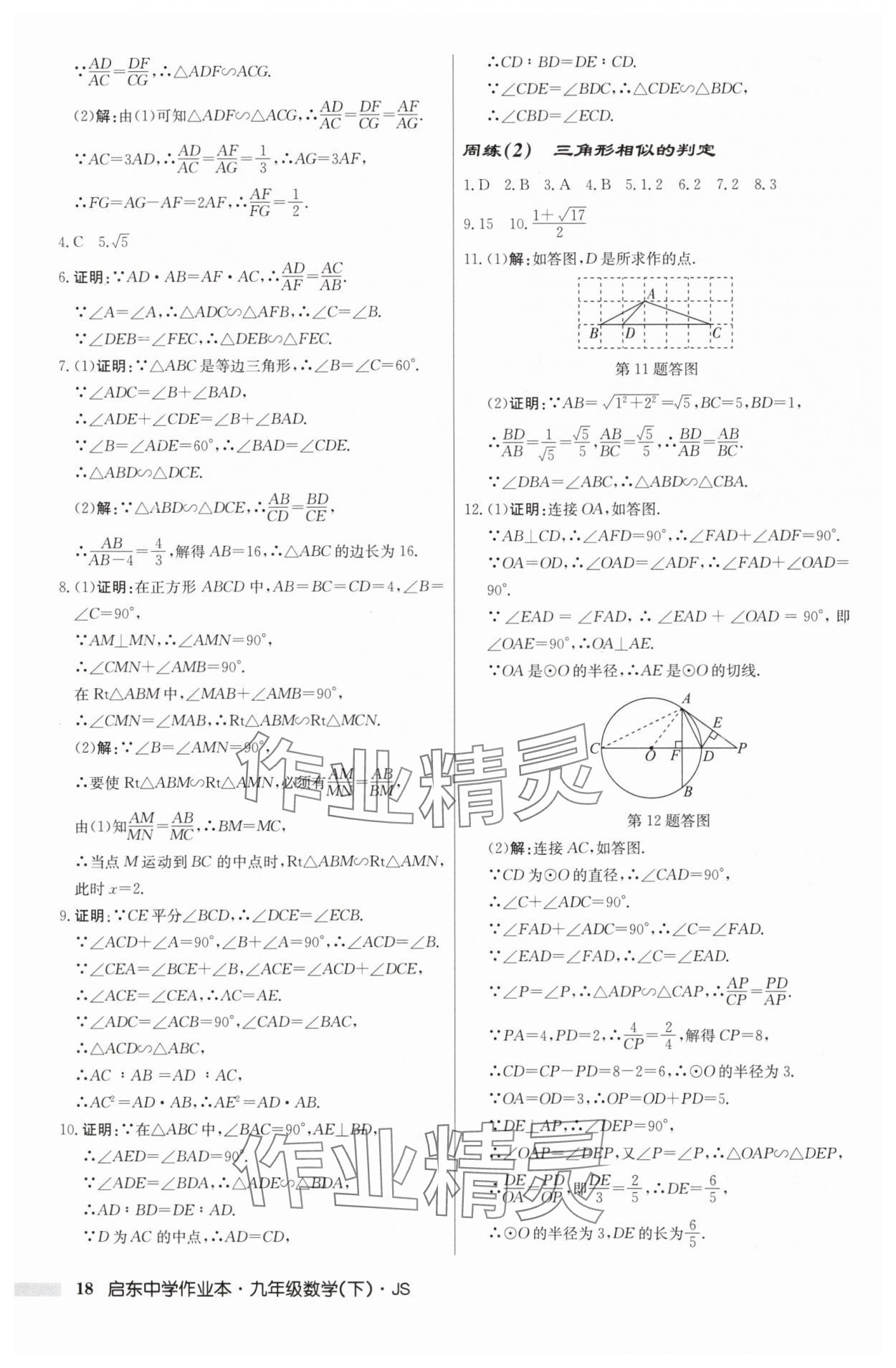 2025年启东中学作业本九年级数学下册苏科版 第18页