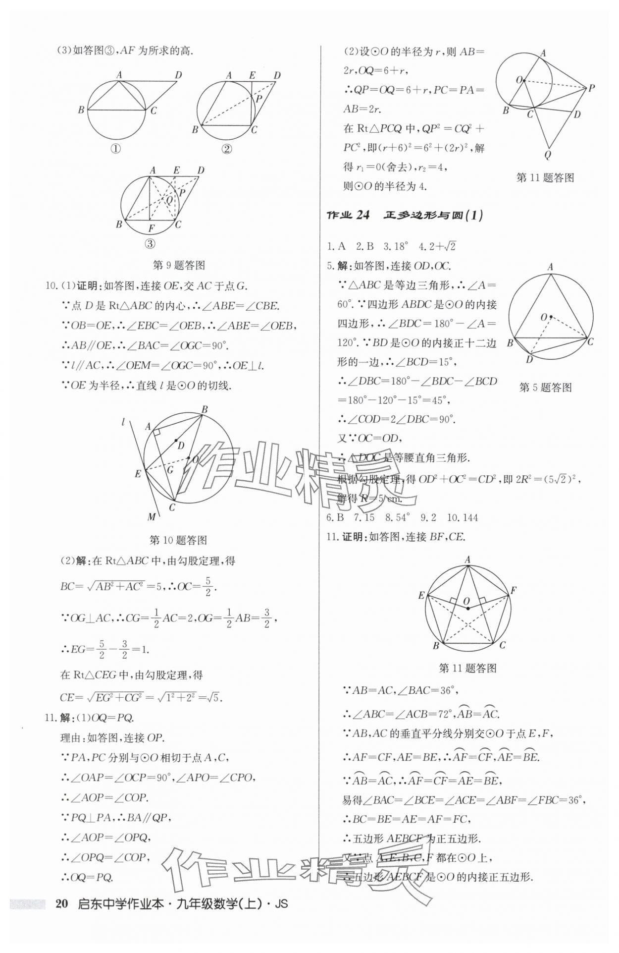 2025年啟東中學作業本九年級數學上冊蘇科版揚州專版 第20頁