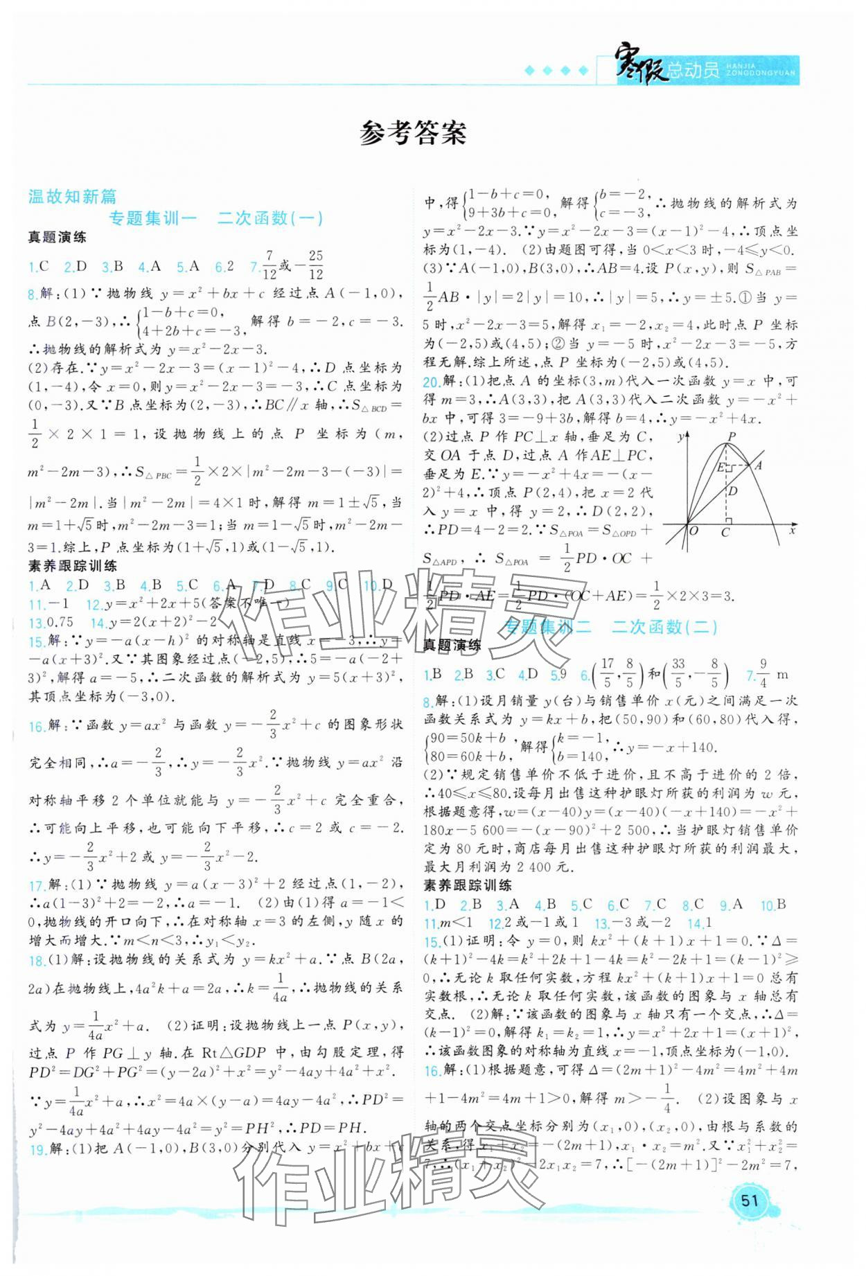 2025年寒假总动员合肥工业大学出版社九年级数学全一册沪科版 第1页