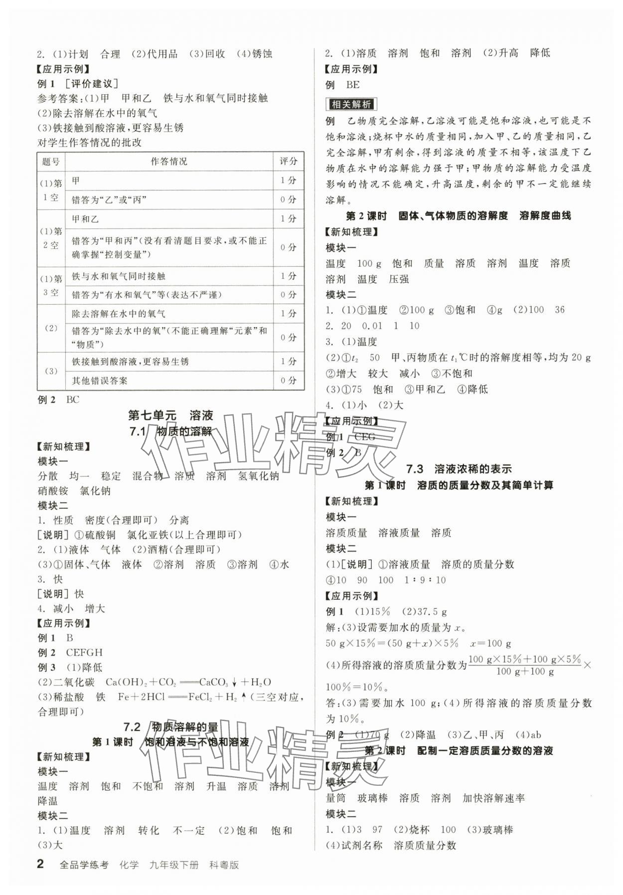 2025年全品学练考九年级化学下册科粤版陕西专版 第2页