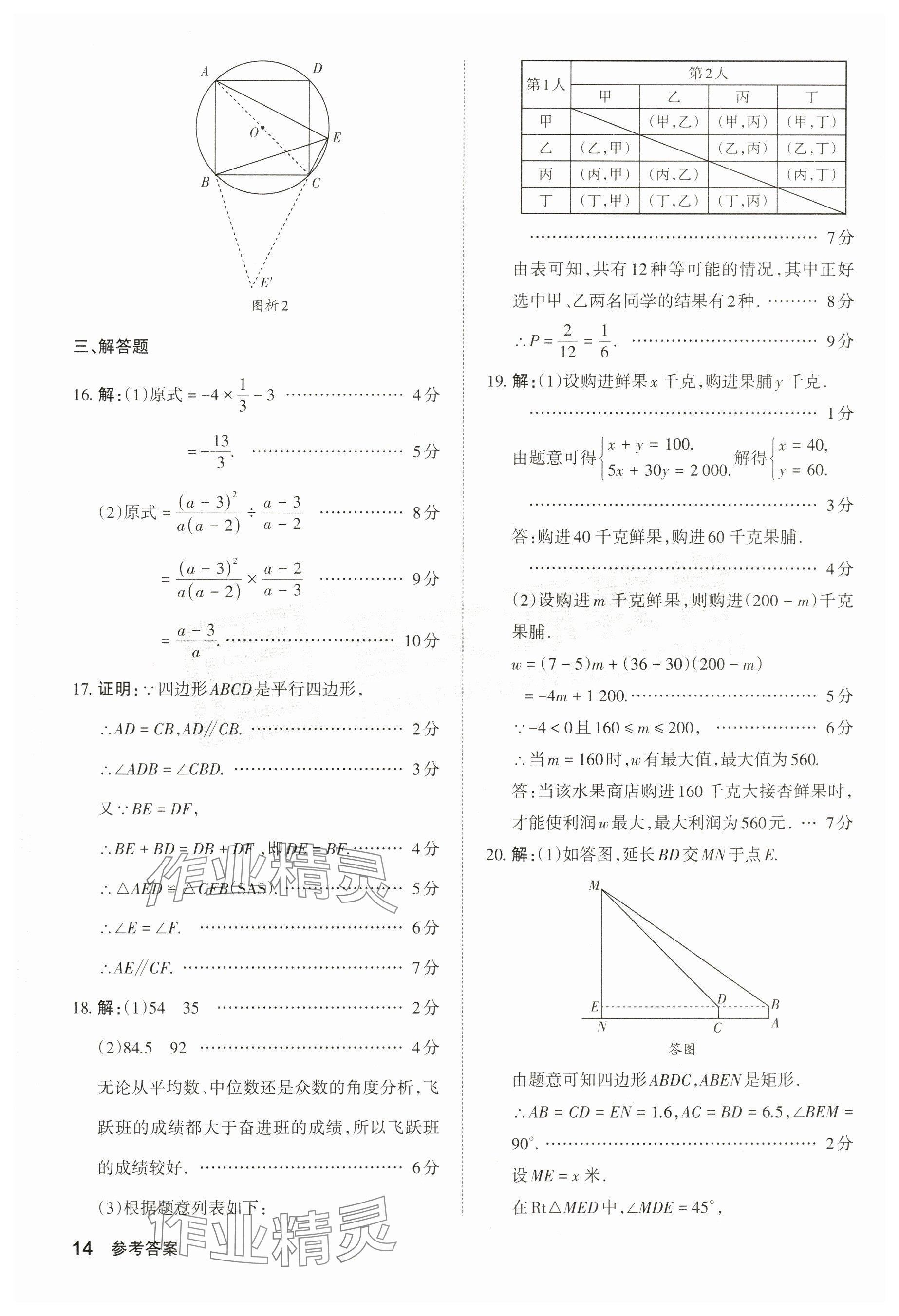 2024年晉文源中考模擬演練數(shù)學(xué)山西專版 參考答案第14頁