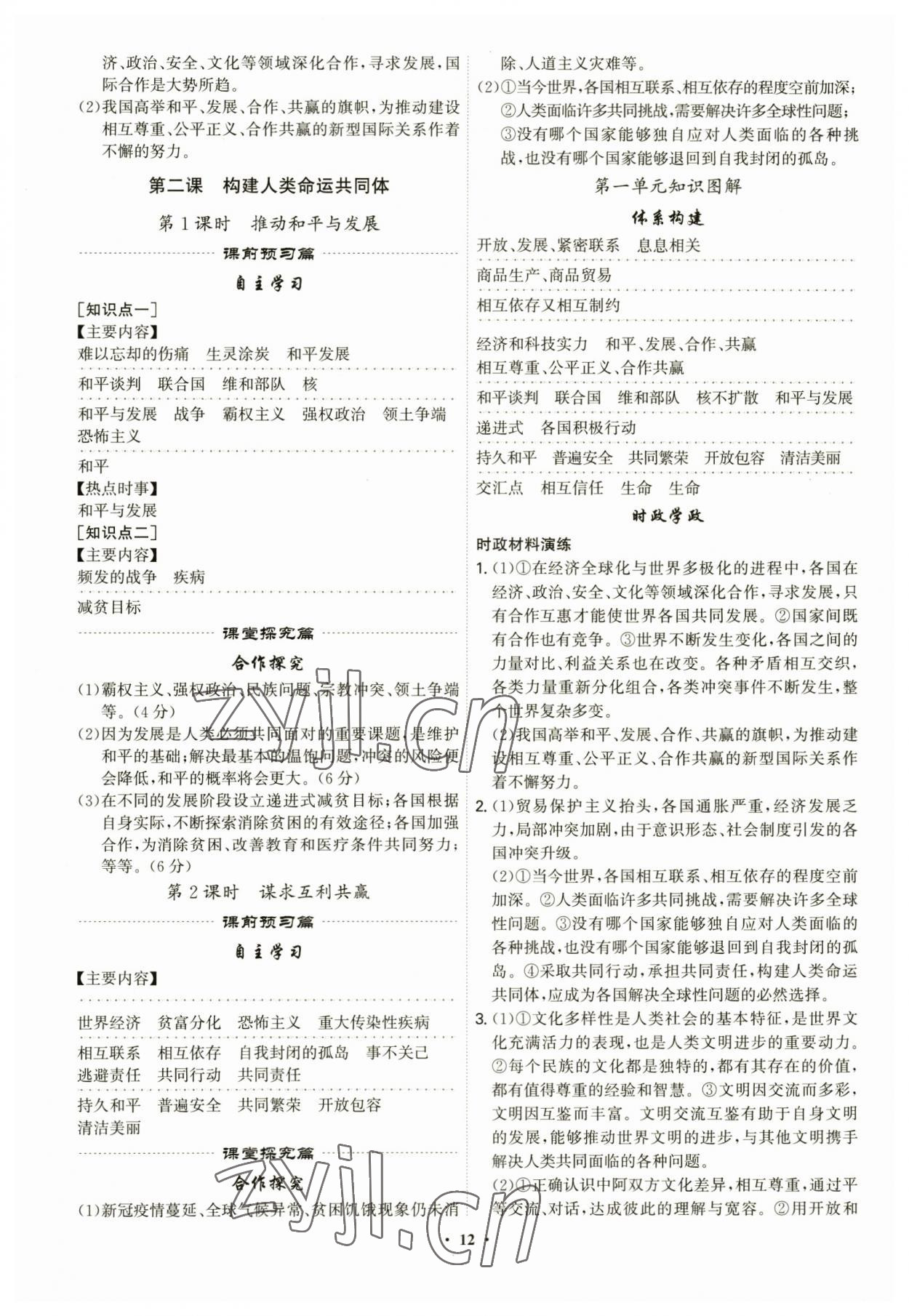 2023年精準(zhǔn)同步九年級(jí)道德與法治全一冊(cè)人教版廣州專版 第12頁