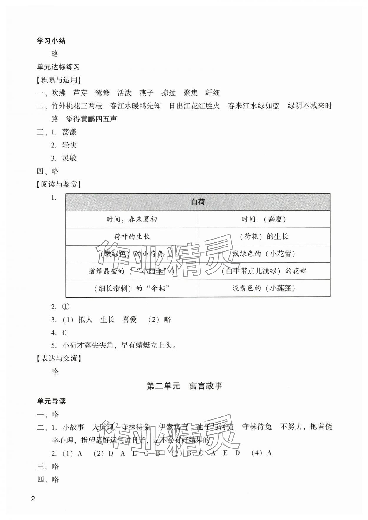 2024年陽光學業(yè)評價三年級語文下冊人教版 參考答案第2頁