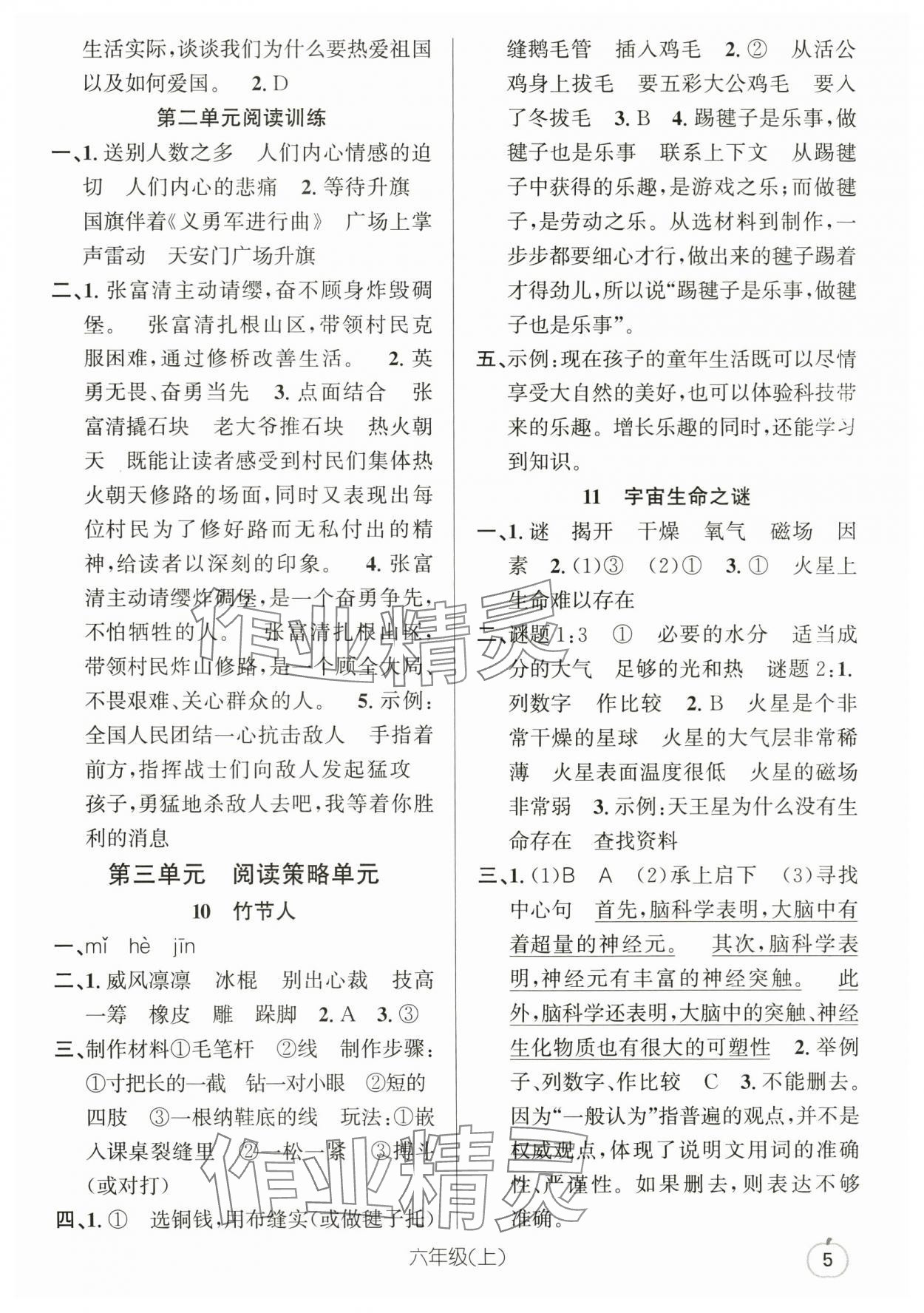 2025年语文要素天天练六年级上册人教版浙江专版 第5页