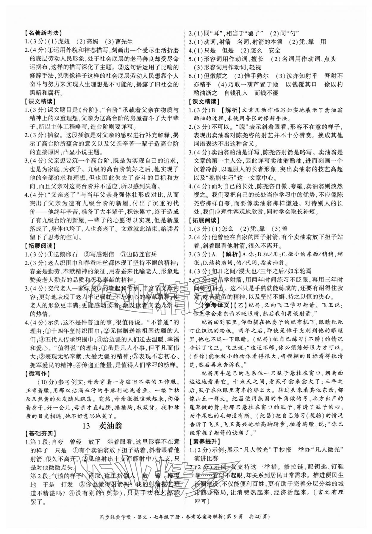 2024年同步經(jīng)典學(xué)案七年級(jí)語(yǔ)文下冊(cè)人教版 第9頁(yè)