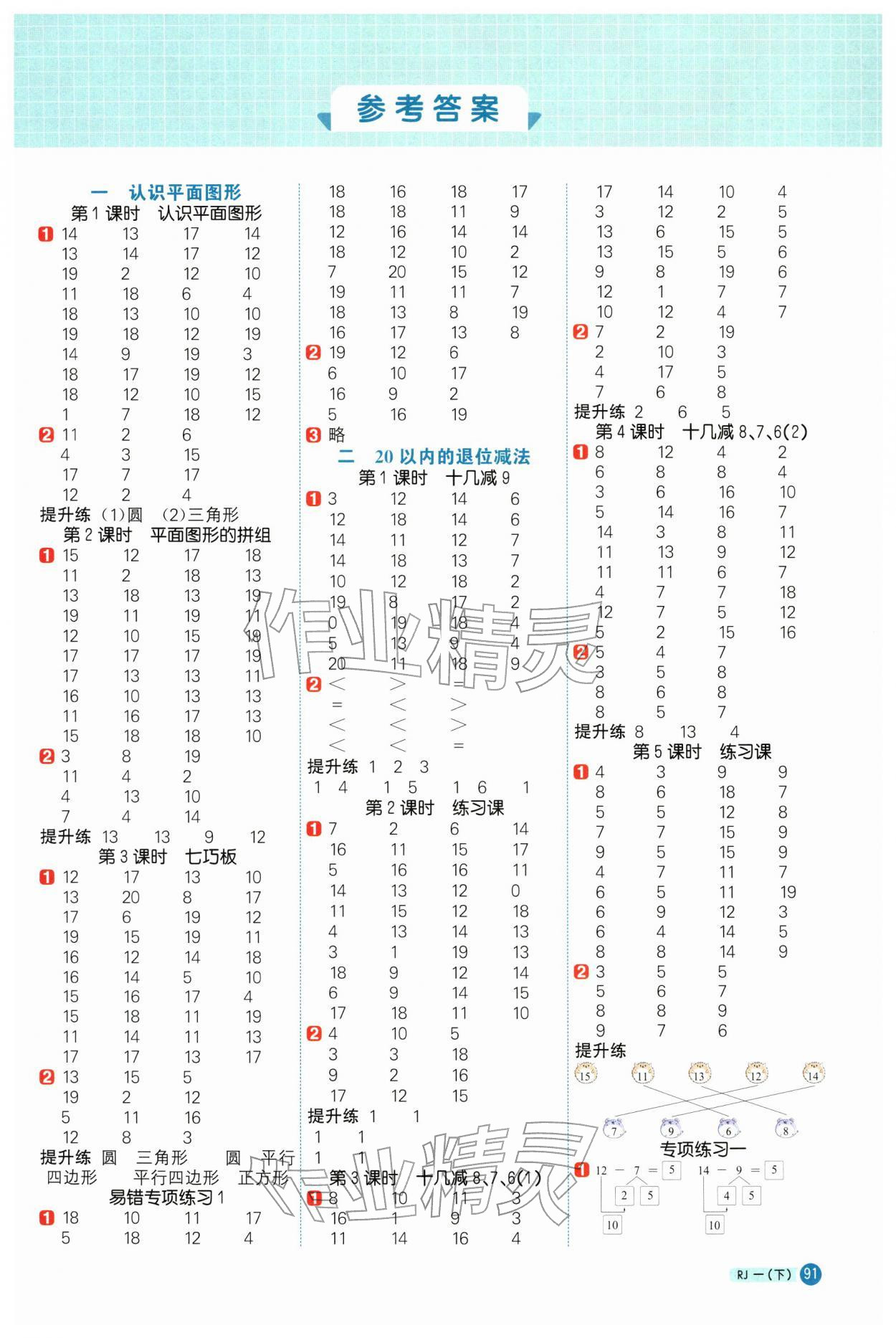 2026年阳光同学计算小达人一年级数学下册人教版&nbsp;第1页