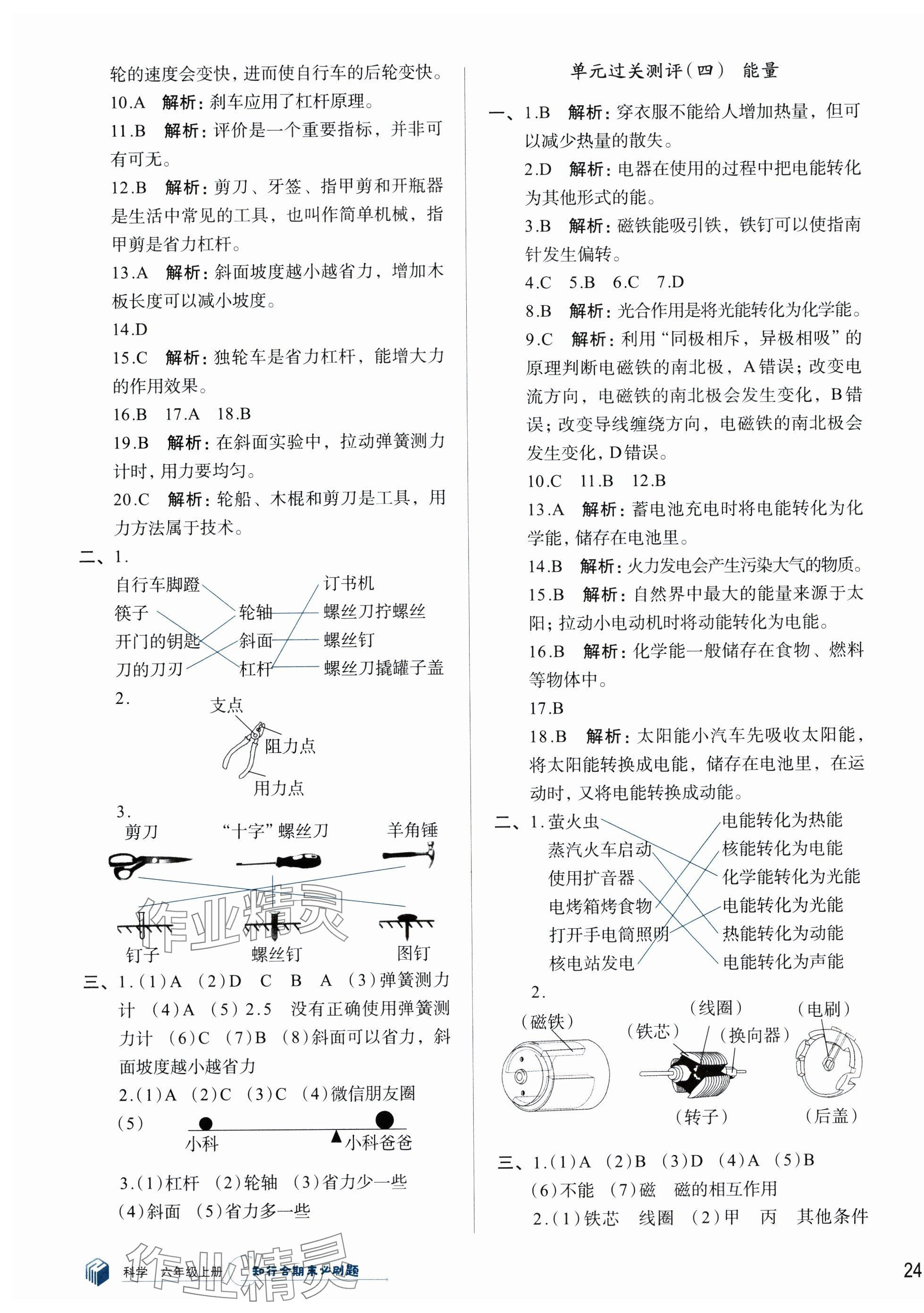 2024年知行合期末必刷題六年級科學(xué)上冊教科版 參考答案第3頁