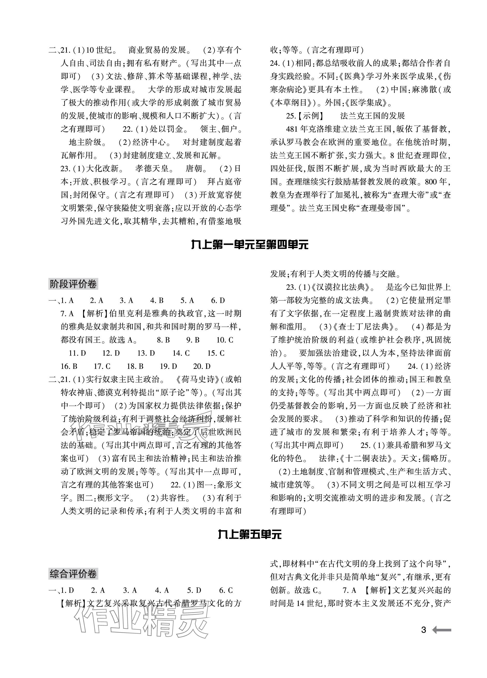 2023年節(jié)節(jié)高大象出版社九年級歷史全一冊人教版 參考答案第3頁