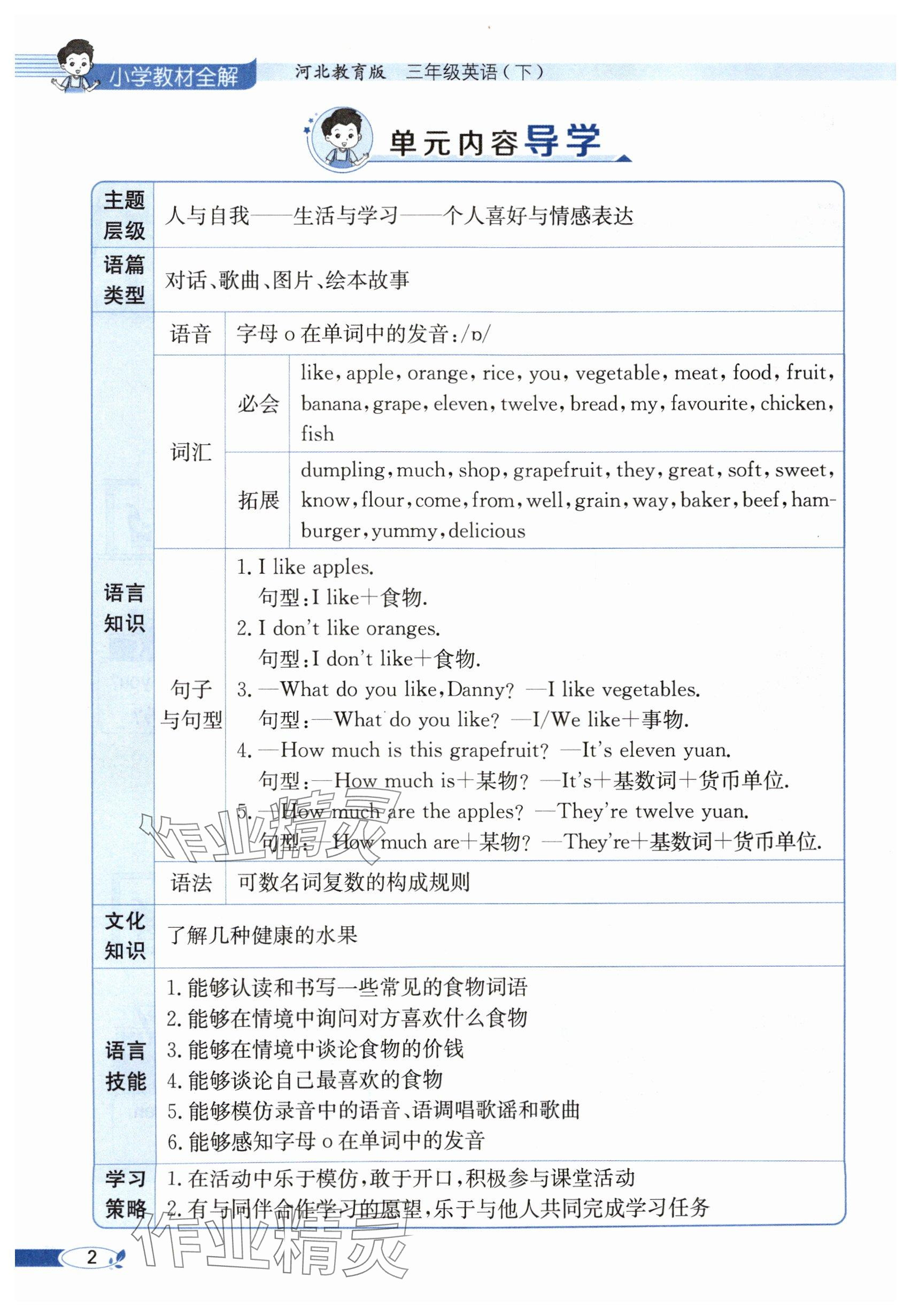 2025年教材課本三年級英語下冊冀教版 參考答案第2頁
