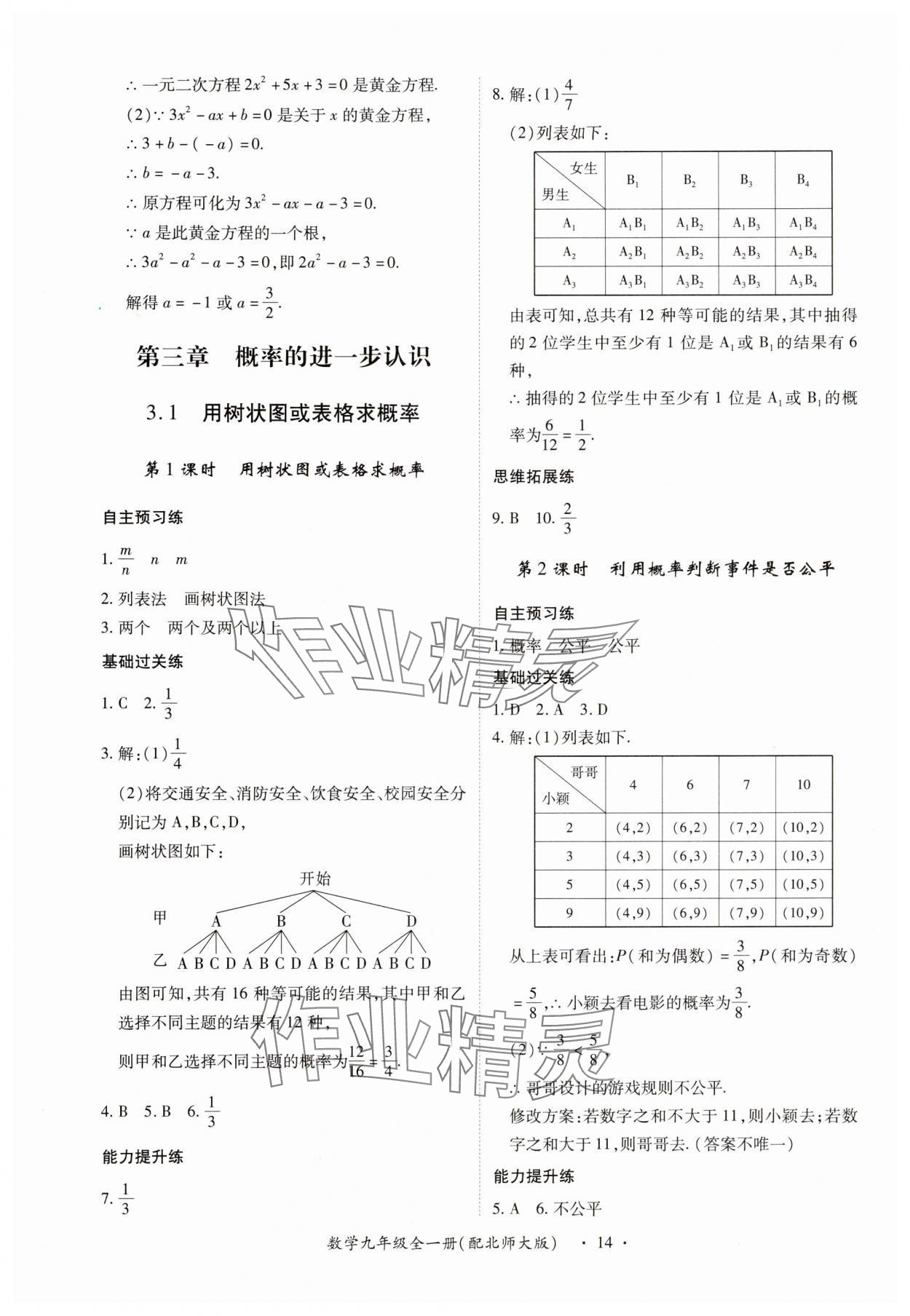 2025年一課一練創新練習九年級數學全一冊北師大版 第14頁