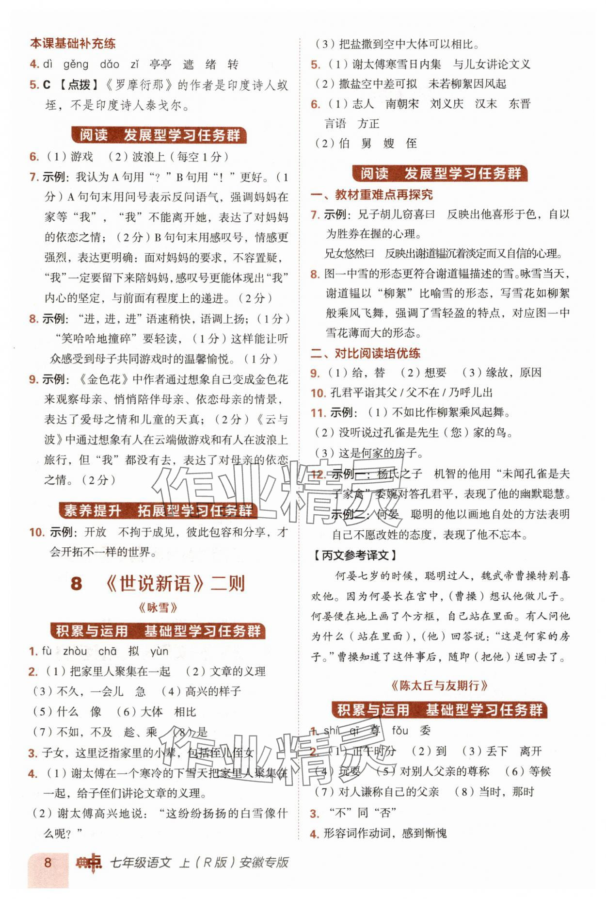 2025年综合应用创新题典中点七年级语文上册人教版安徽专版 第8页