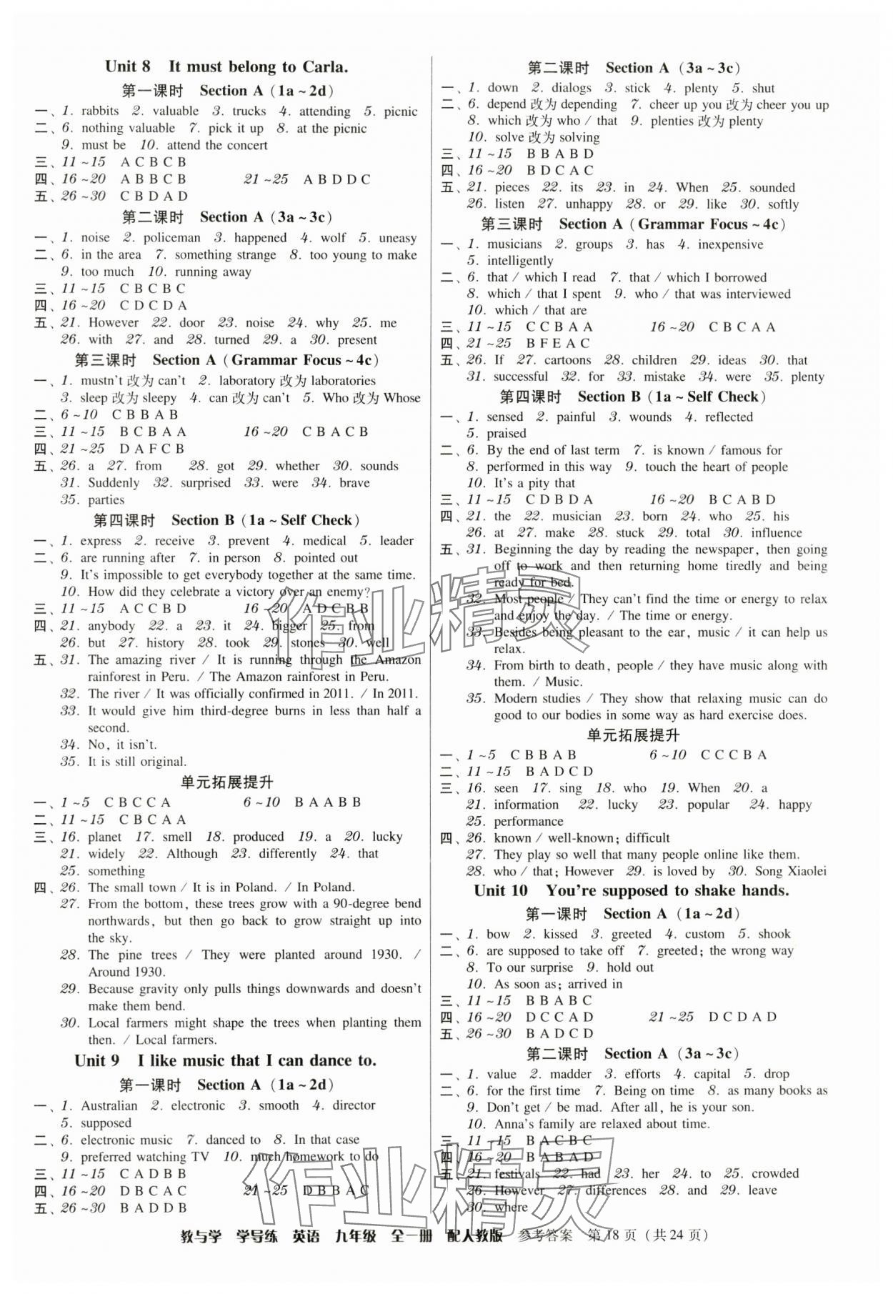 2024年教與學(xué)學(xué)導(dǎo)練九年級(jí)英語全一冊人教版 第18頁