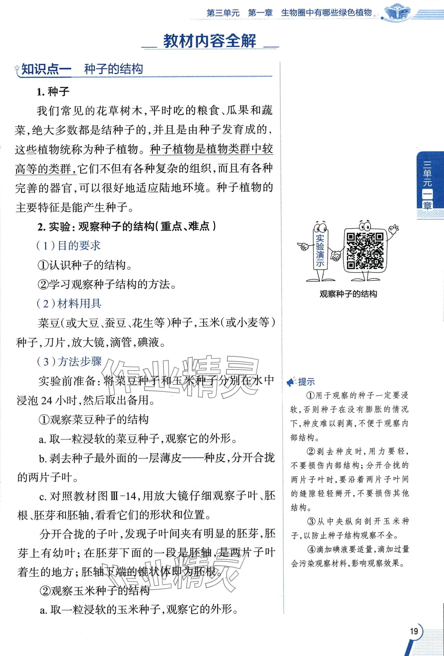 2024年教材課本六年級生物下冊魯科版 第19頁