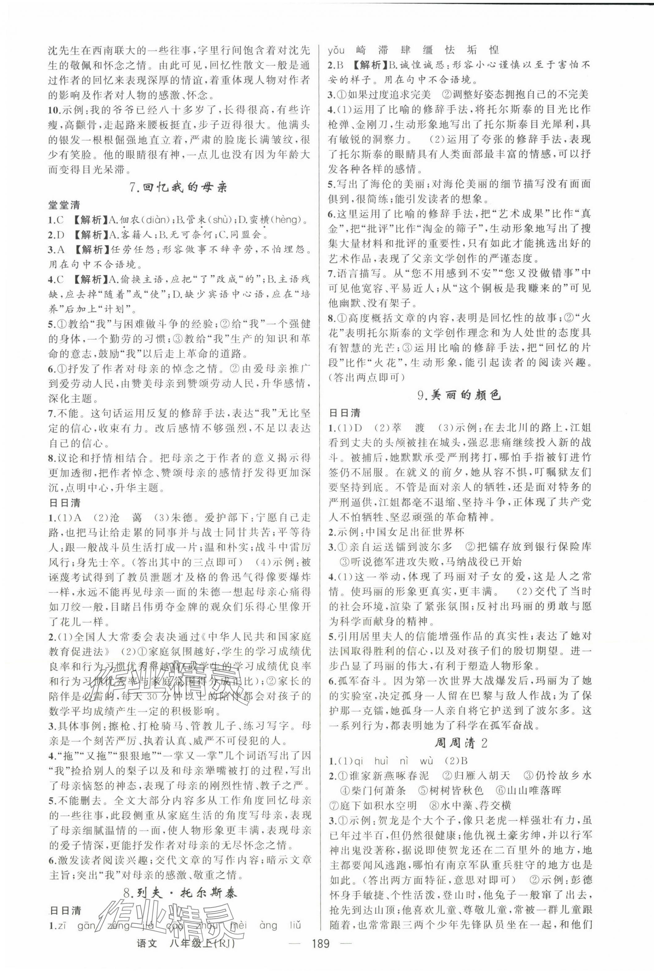 2023年四清導航八年級語文上冊人教版河南專版 第3頁