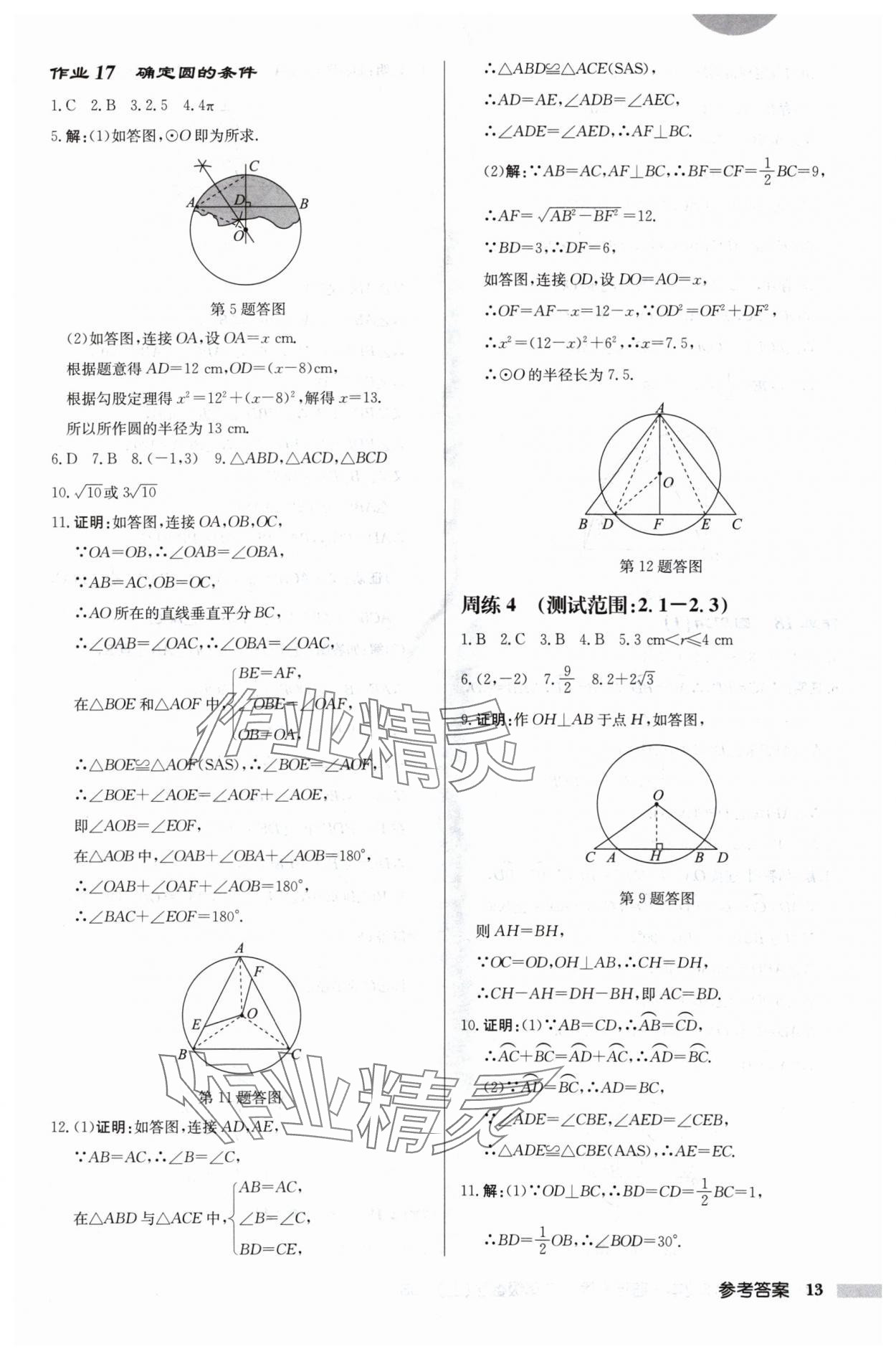 2024年启东中学作业本九年级数学上册苏科版宿迁专版 第13页