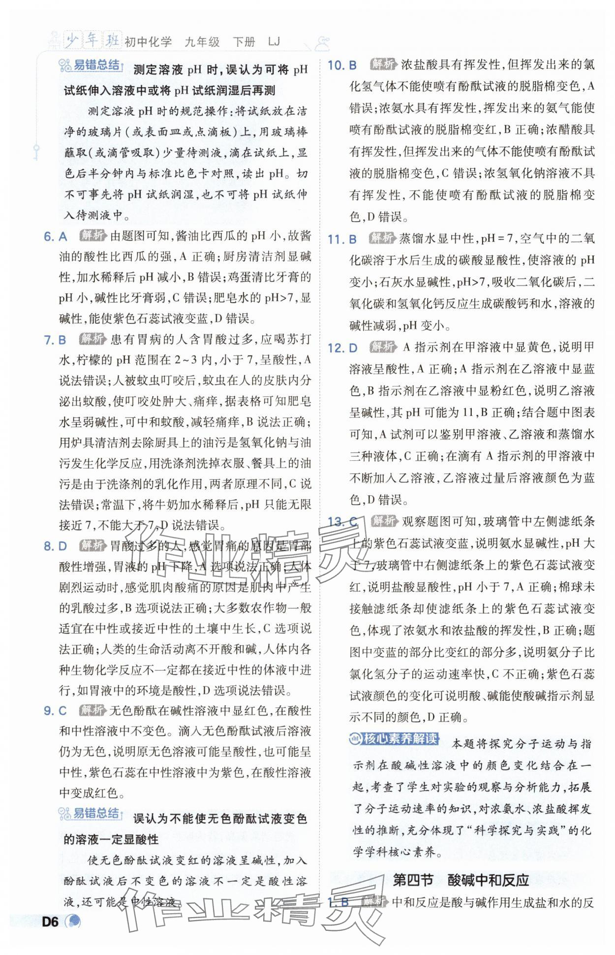 2025年少年班九年級化學下冊魯教版 參考答案第6頁