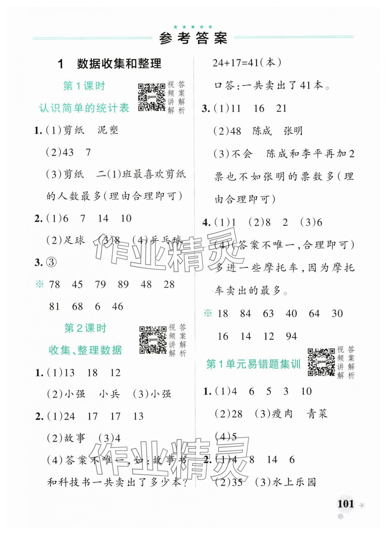 2025年小學(xué)學(xué)霸作業(yè)本二年級(jí)數(shù)學(xué)下冊(cè)人教版廣東專版 參考答案第1頁(yè)