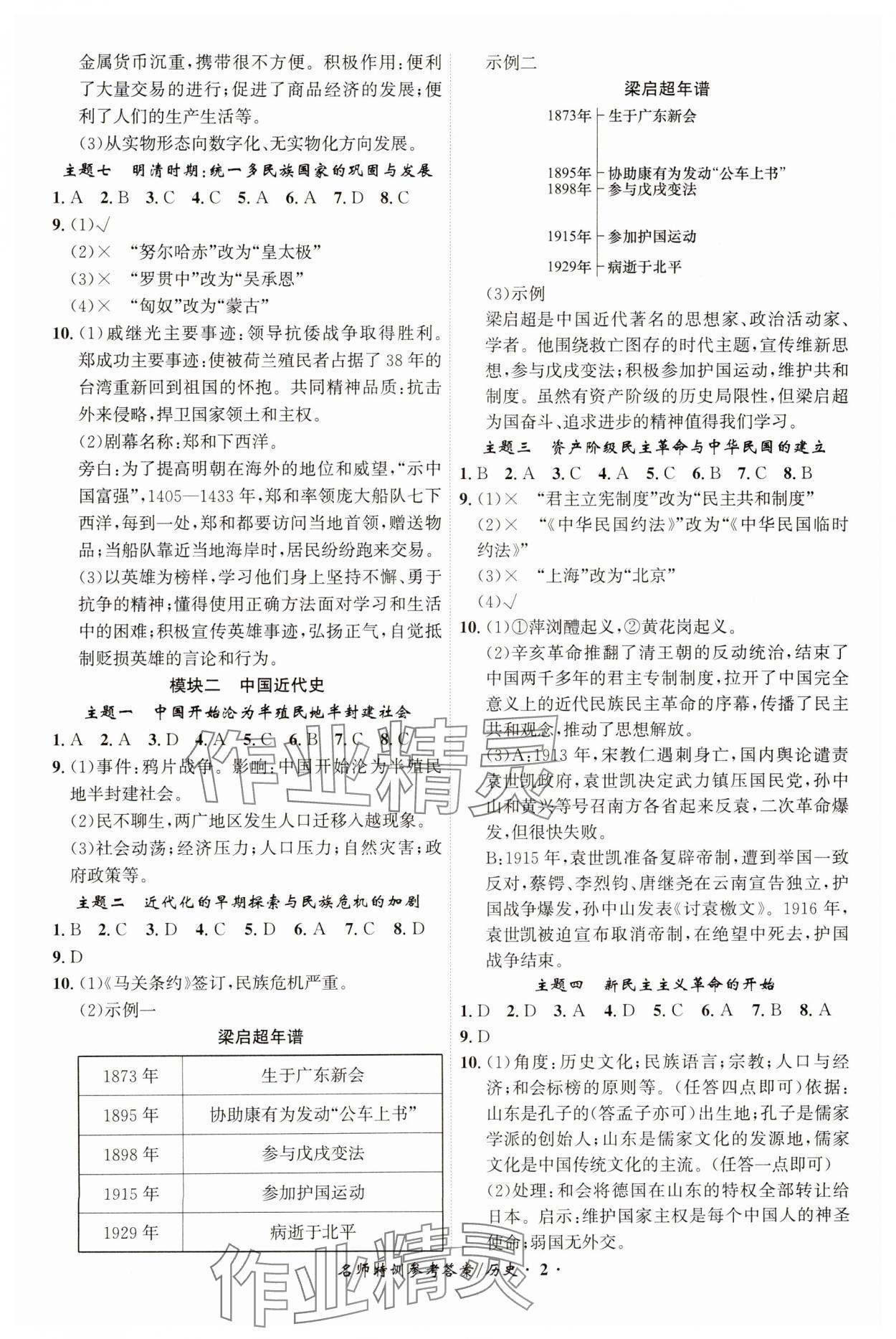 2025年名師特訓歷史安徽專版 第2頁