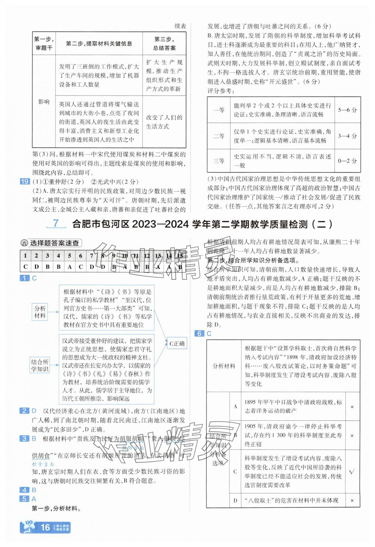 2025年金考卷45套匯編歷史人教版安徽專版 參考答案第15頁