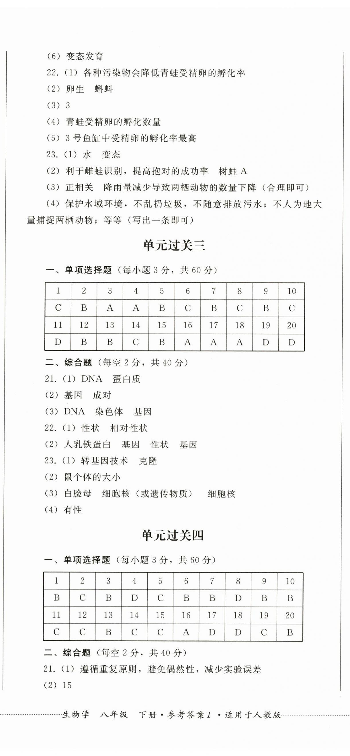 2024年精练过关四川教育出版社八年级生物下册人教版 第2页