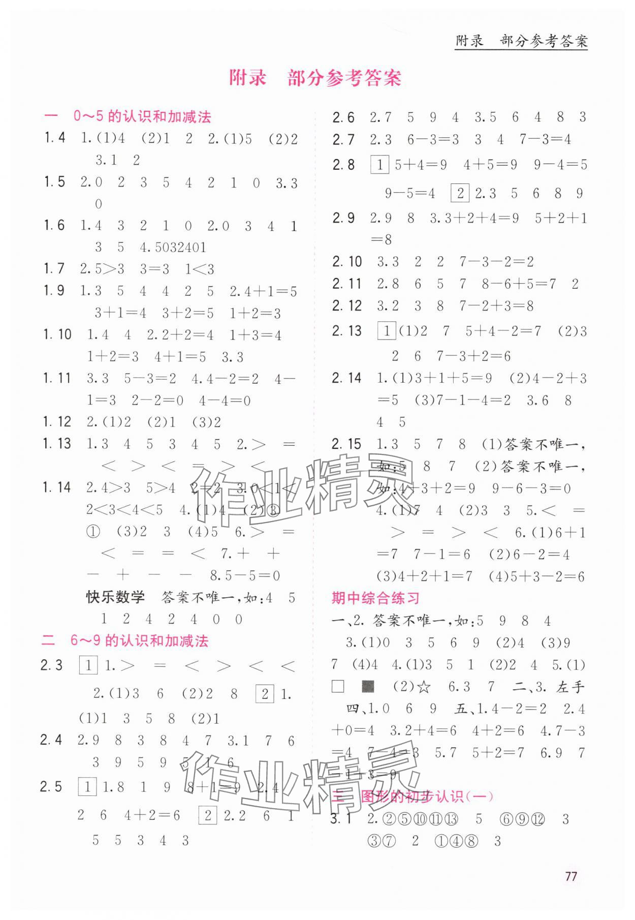 2024年快樂口算一年級(jí)數(shù)學(xué)上冊(cè)蘇教版 第1頁(yè)