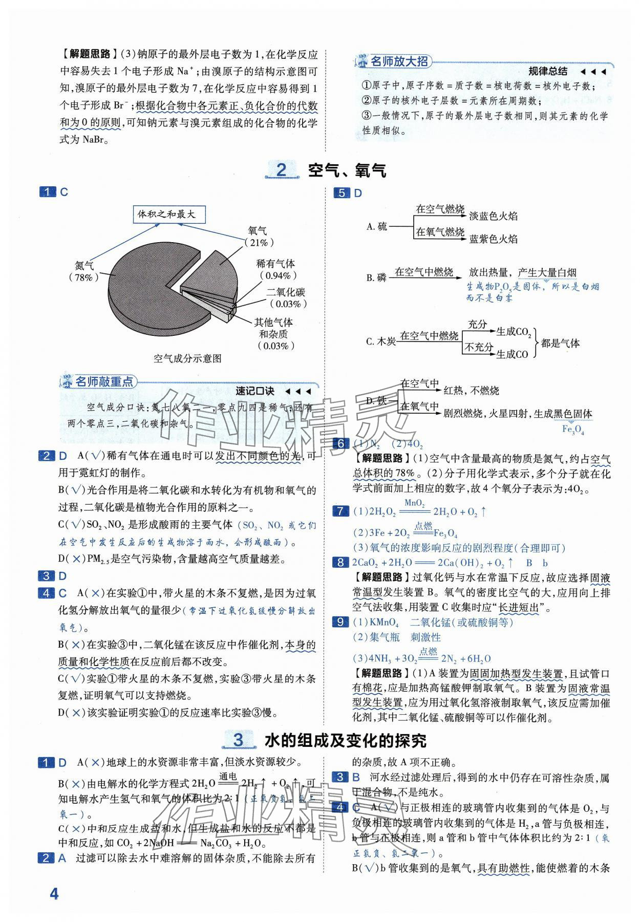 2024年金考卷中考45套匯編化學(xué)河南專版紫色封面 參考答案第4頁