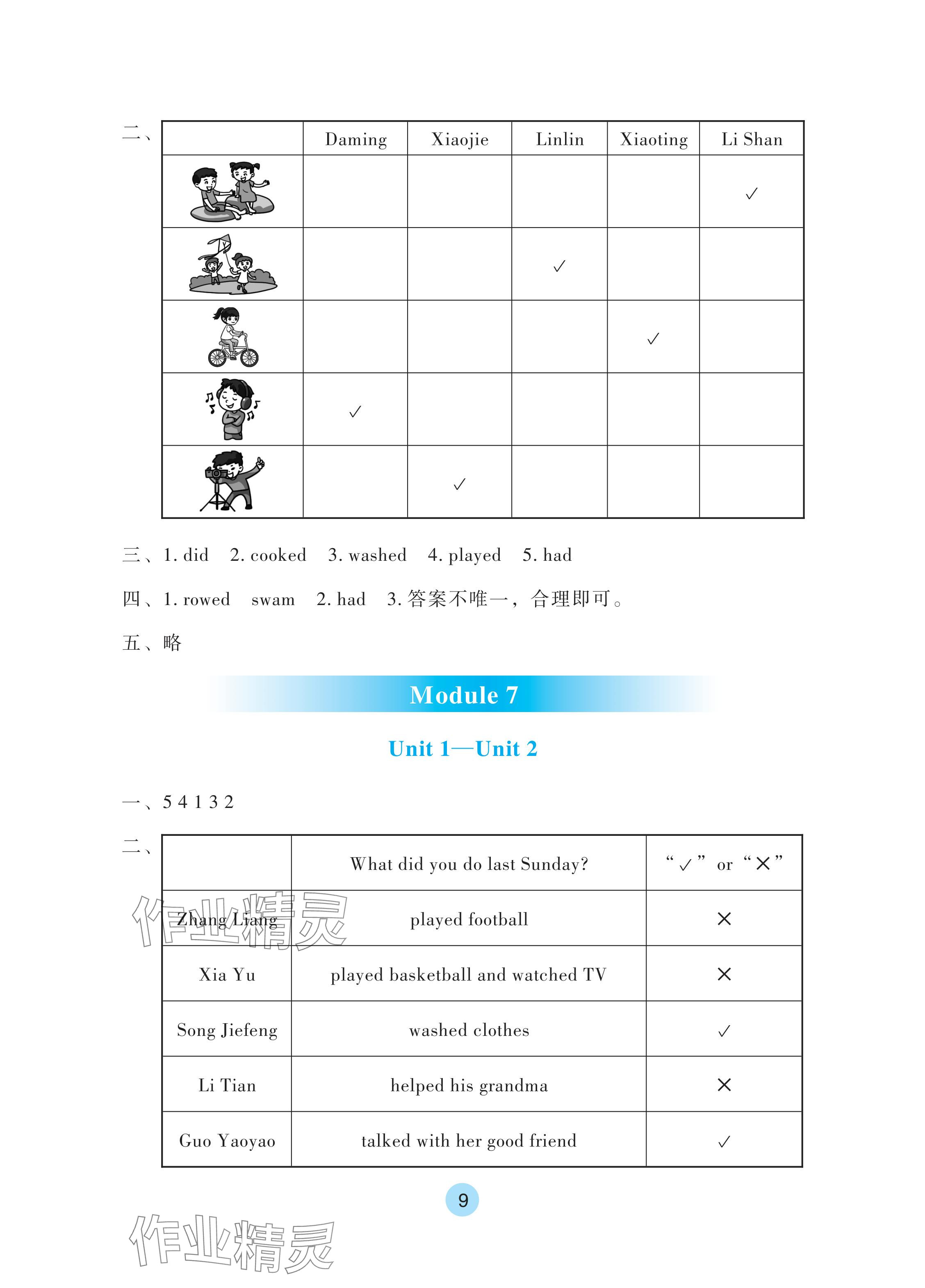 2024年學(xué)生基礎(chǔ)性作業(yè)四年級(jí)英語(yǔ)下冊(cè)外研版 參考答案第9頁(yè)