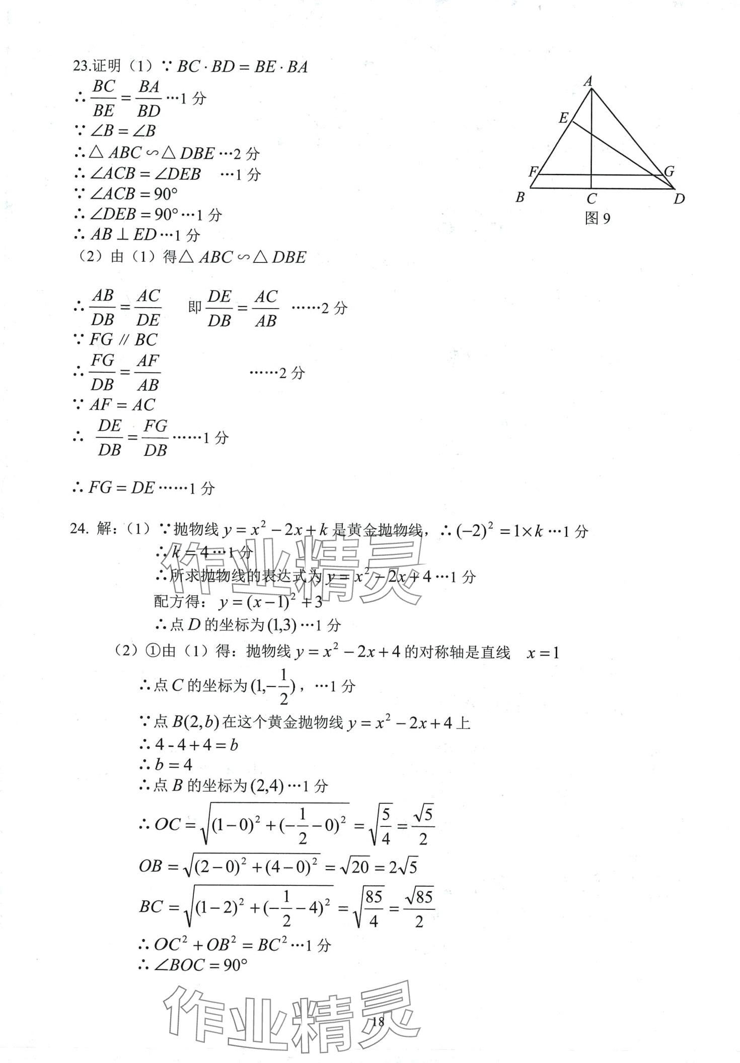 2024年初三年級試卷匯編數(shù)學滬教版 第18頁