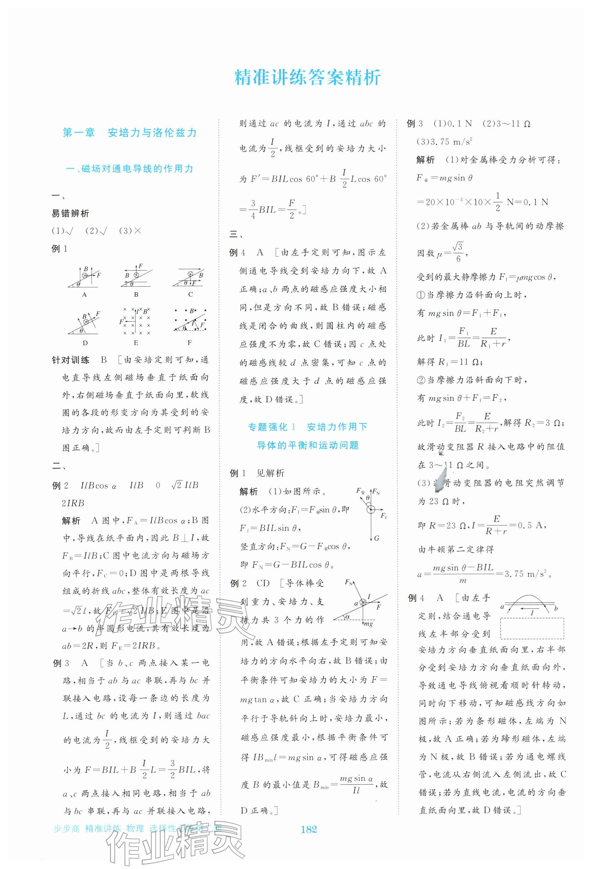 2025年步步高精准讲练物理选择性必修第二册&nbsp;参考答案第1页