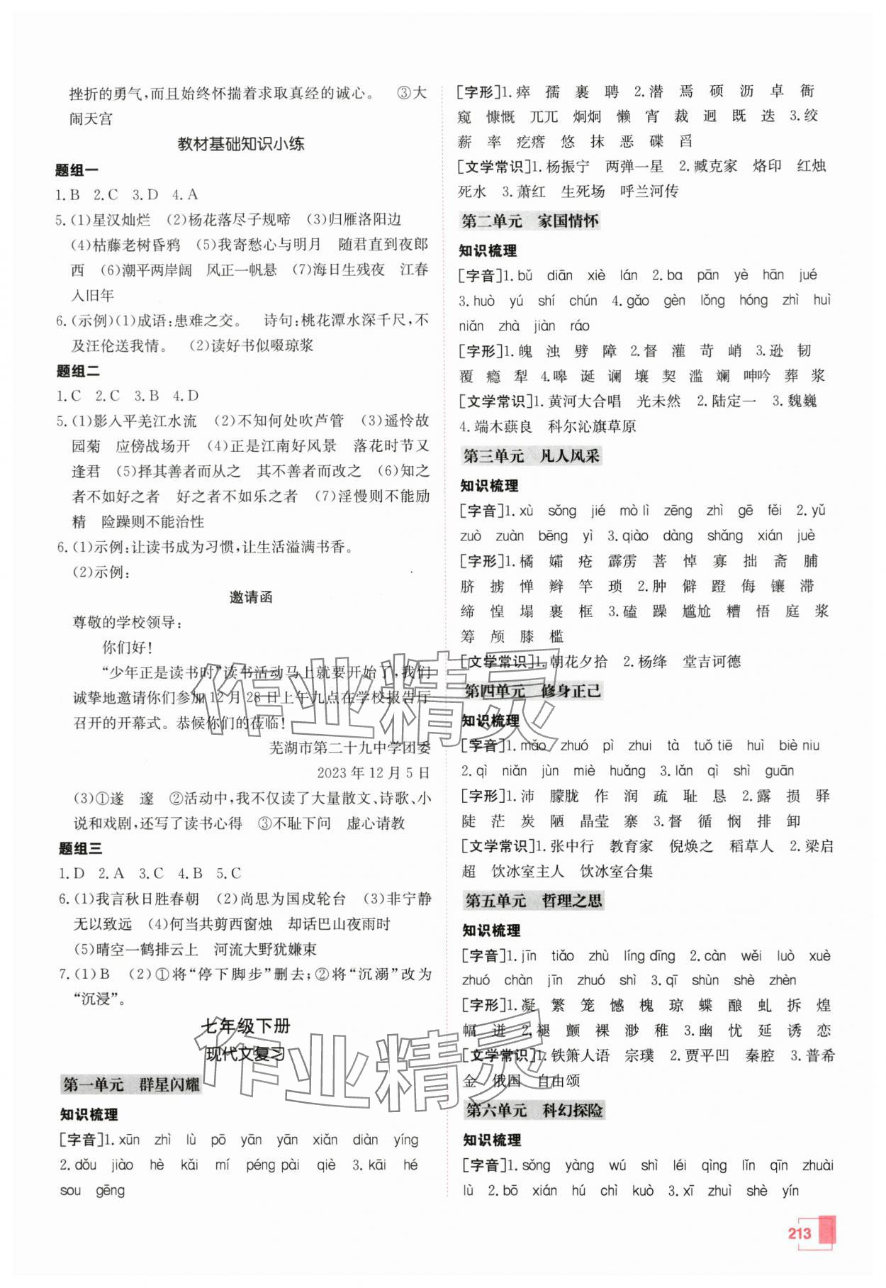 2024年升学锦囊语文山东专版 参考答案第4页