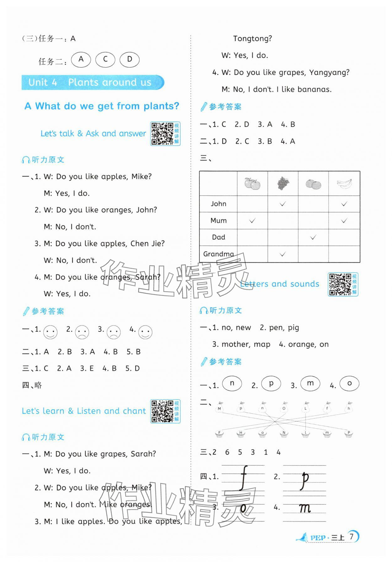 2025年陽光同學課時優(yōu)化作業(yè)三年級英語上冊人教PEP版 第7頁