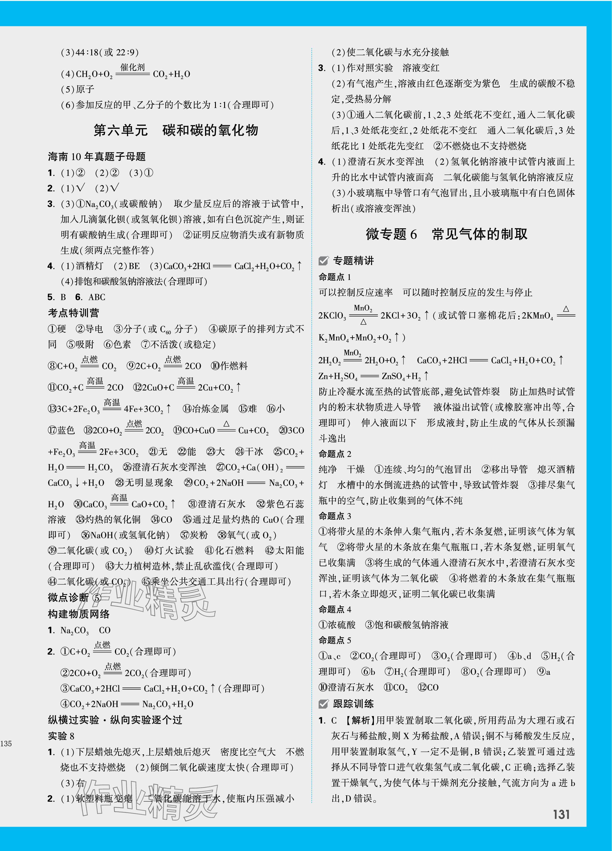 2024年萬唯中考試題研究化學(xué)海南專版 參考答案第12頁