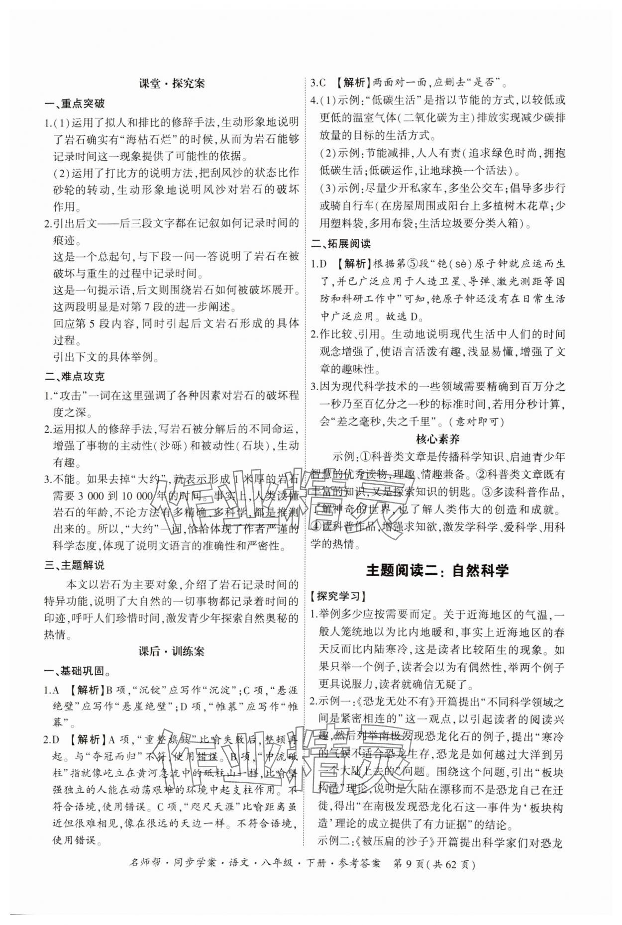 2025年名師幫同步學(xué)案八年級(jí)語(yǔ)文下冊(cè)人教版 第9頁(yè)