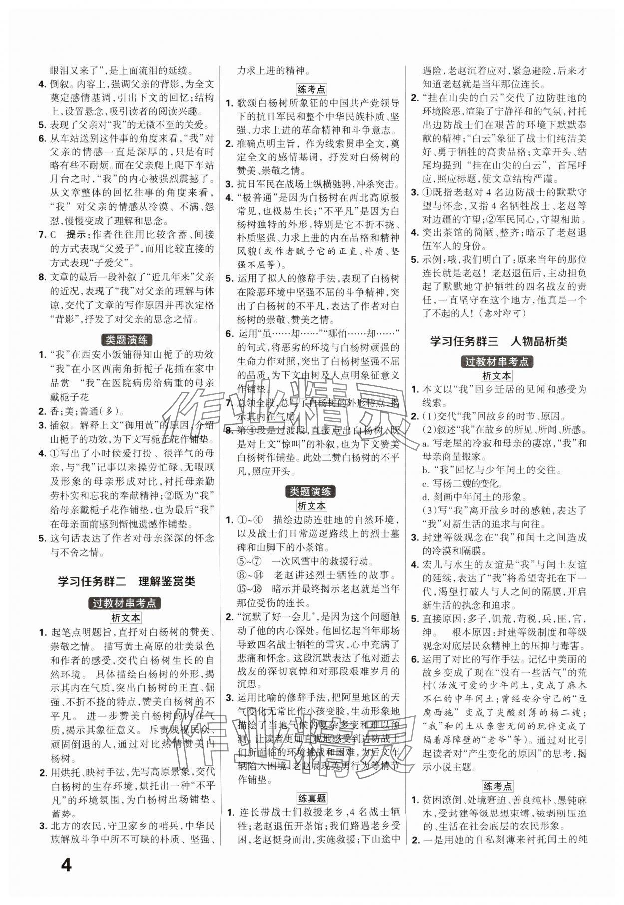 2025年全優(yōu)中考系統(tǒng)總復習語文河北專版 參考答案第4頁