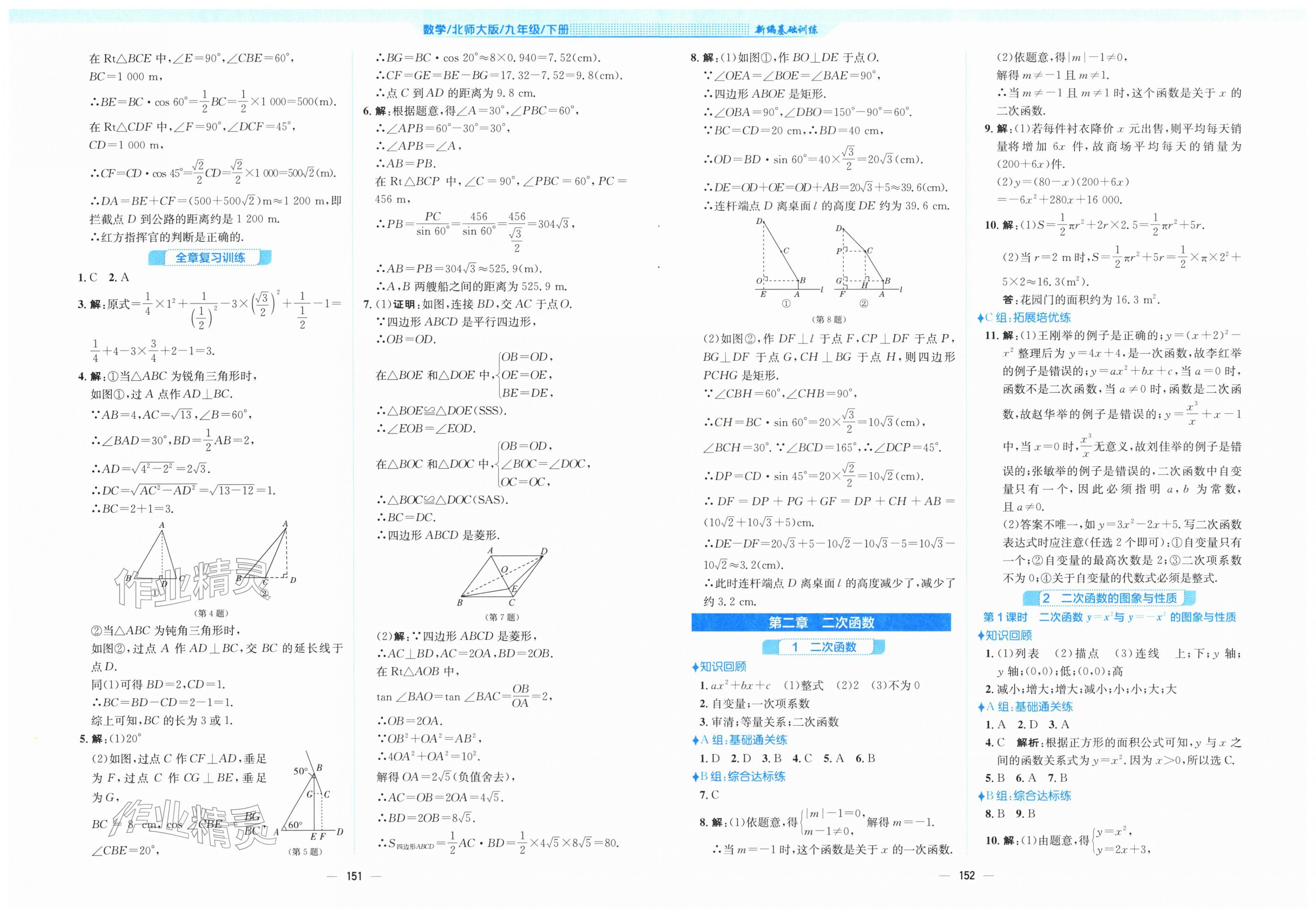 2026年新编基础训练九年级数学下册北师大版&nbsp;第8页