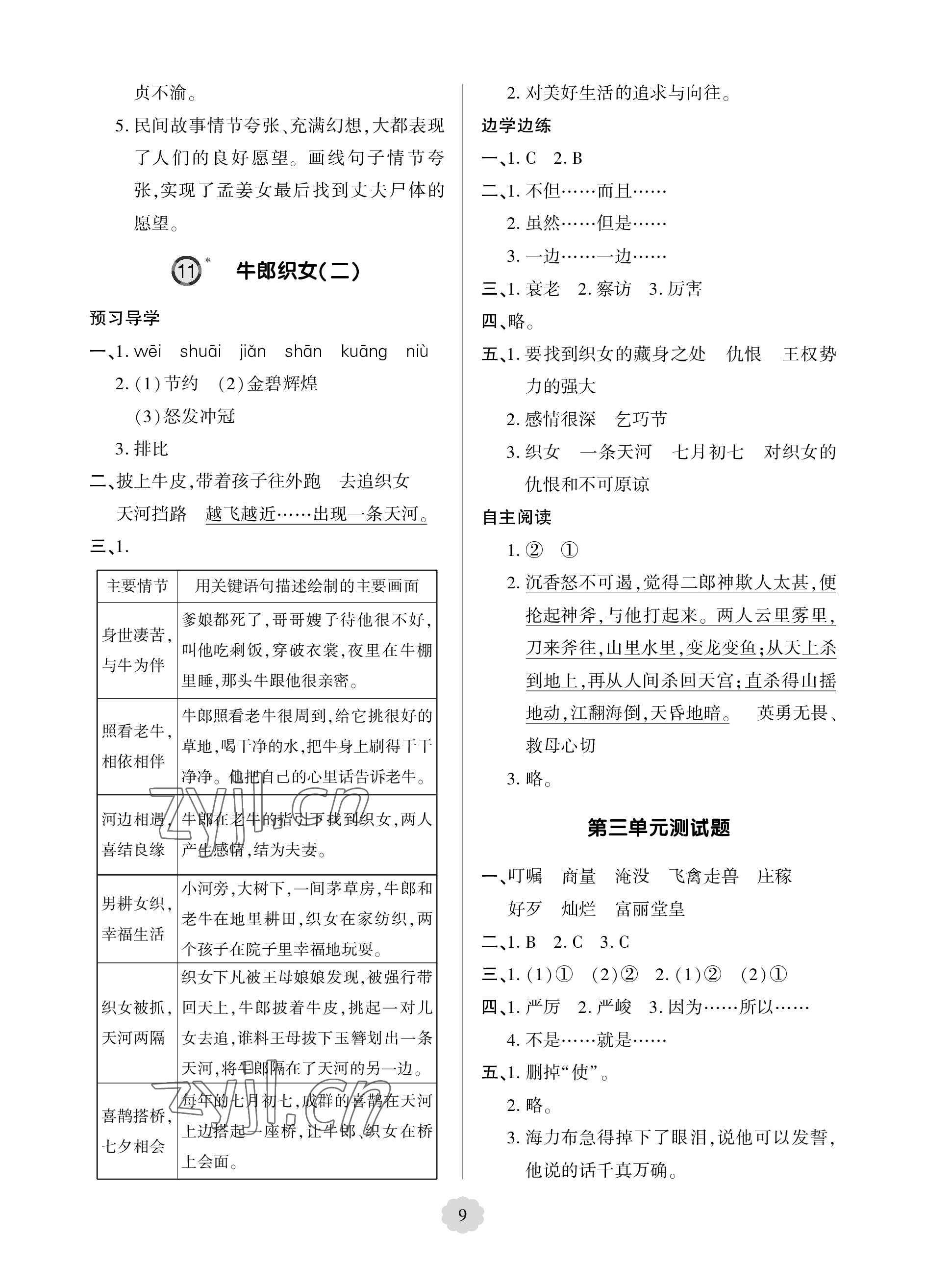 2023年新課堂學(xué)習(xí)與探究五年級(jí)語(yǔ)文上冊(cè)人教版 參考答案第9頁(yè)