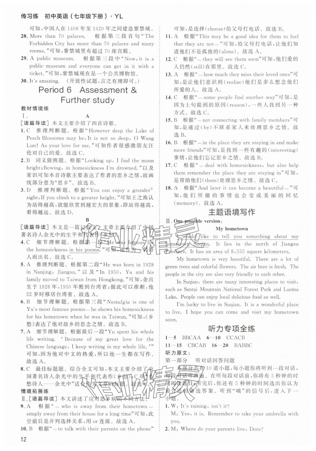 2025年傳習(xí)練七年級英語下冊譯林版 第12頁