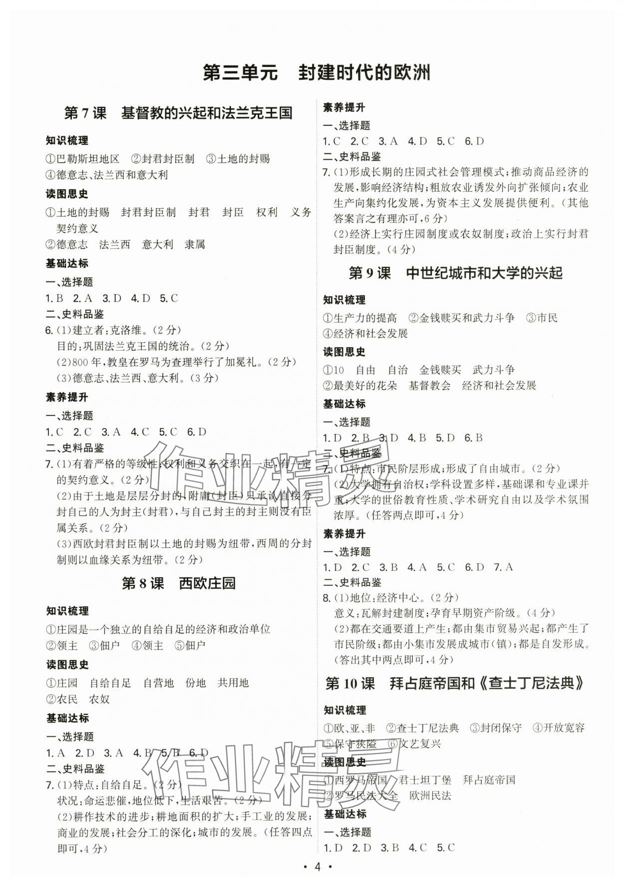 2025年考點專練九年級歷史全一冊人教版深圳專版 第4頁