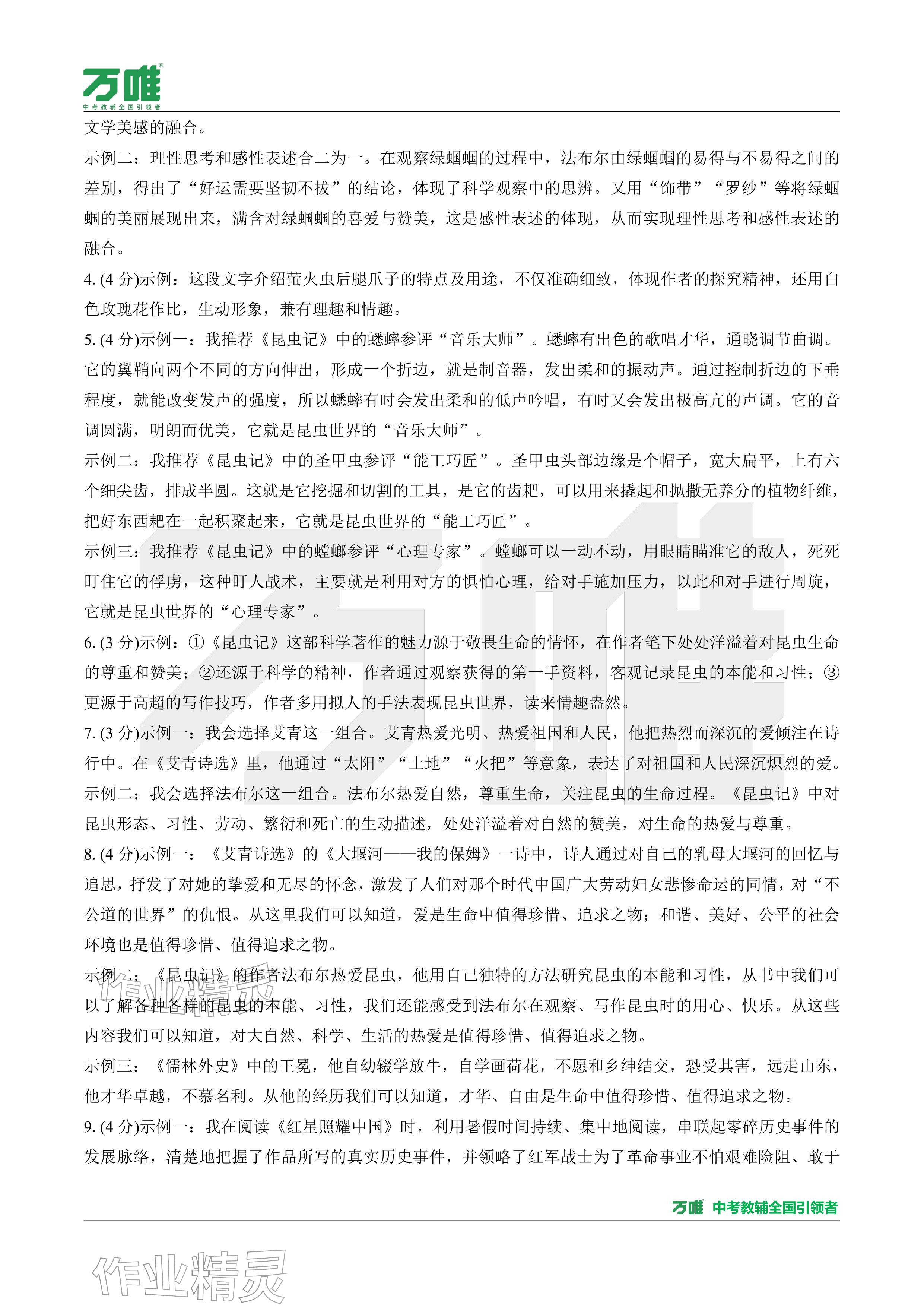 2026年萬唯中考試題研究語文廣東專版&nbsp;參考答案第25頁