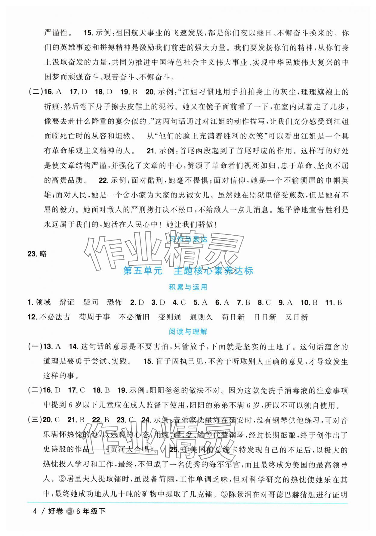 2025年陽光同學(xué)一線名師全優(yōu)好卷六年級語文下冊人教版福建專版 第4頁