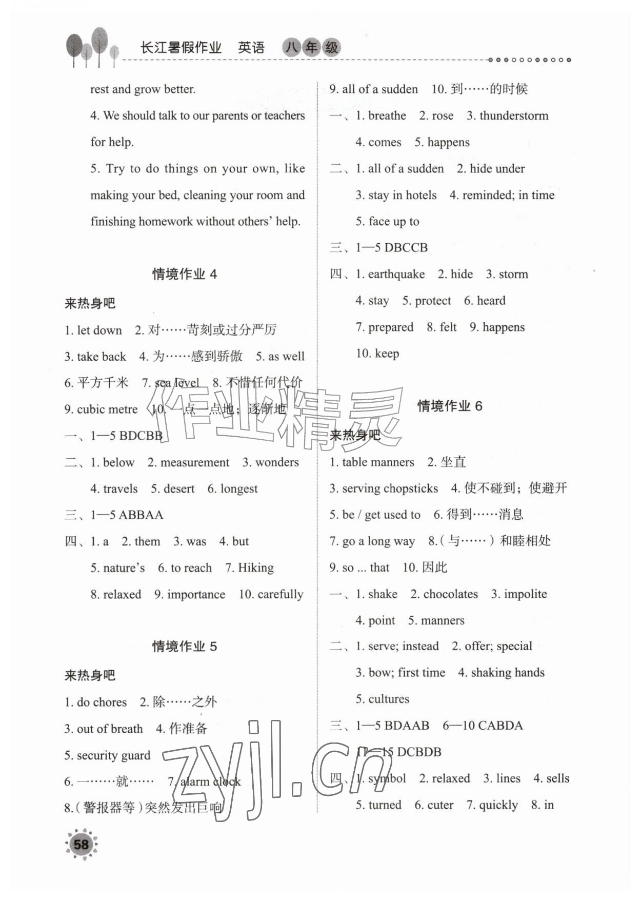 2026年长江暑假作业崇文书局八年级英语&nbsp;第2页