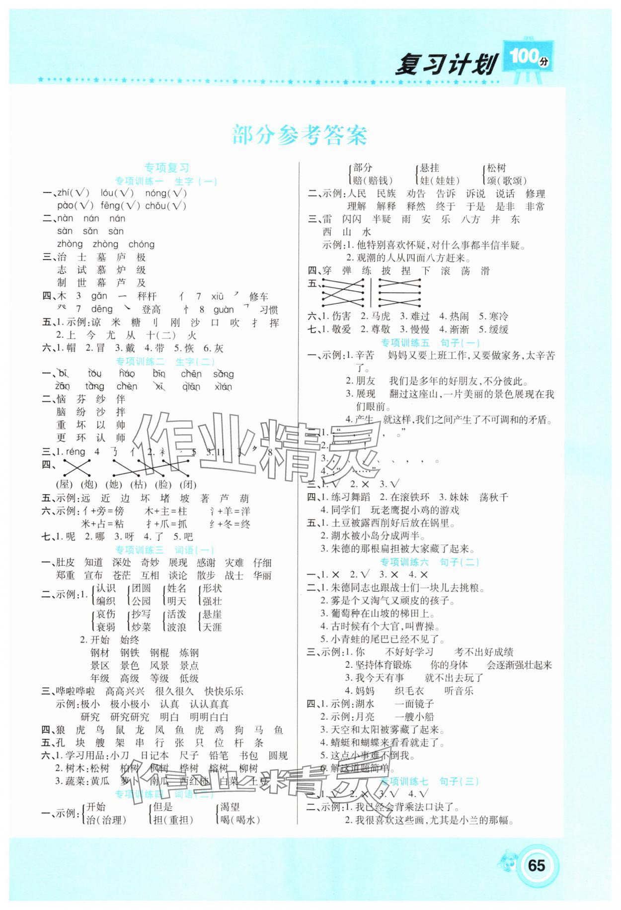 2025年復(fù)習(xí)計(jì)劃100分寒假學(xué)期復(fù)習(xí)二年級語文人教版 第1頁