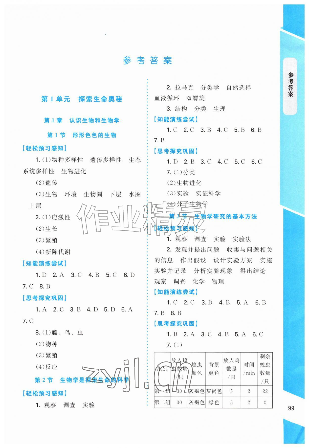2026年同步学练测七年级生物上册北师大版安徽专版&nbsp;第1页