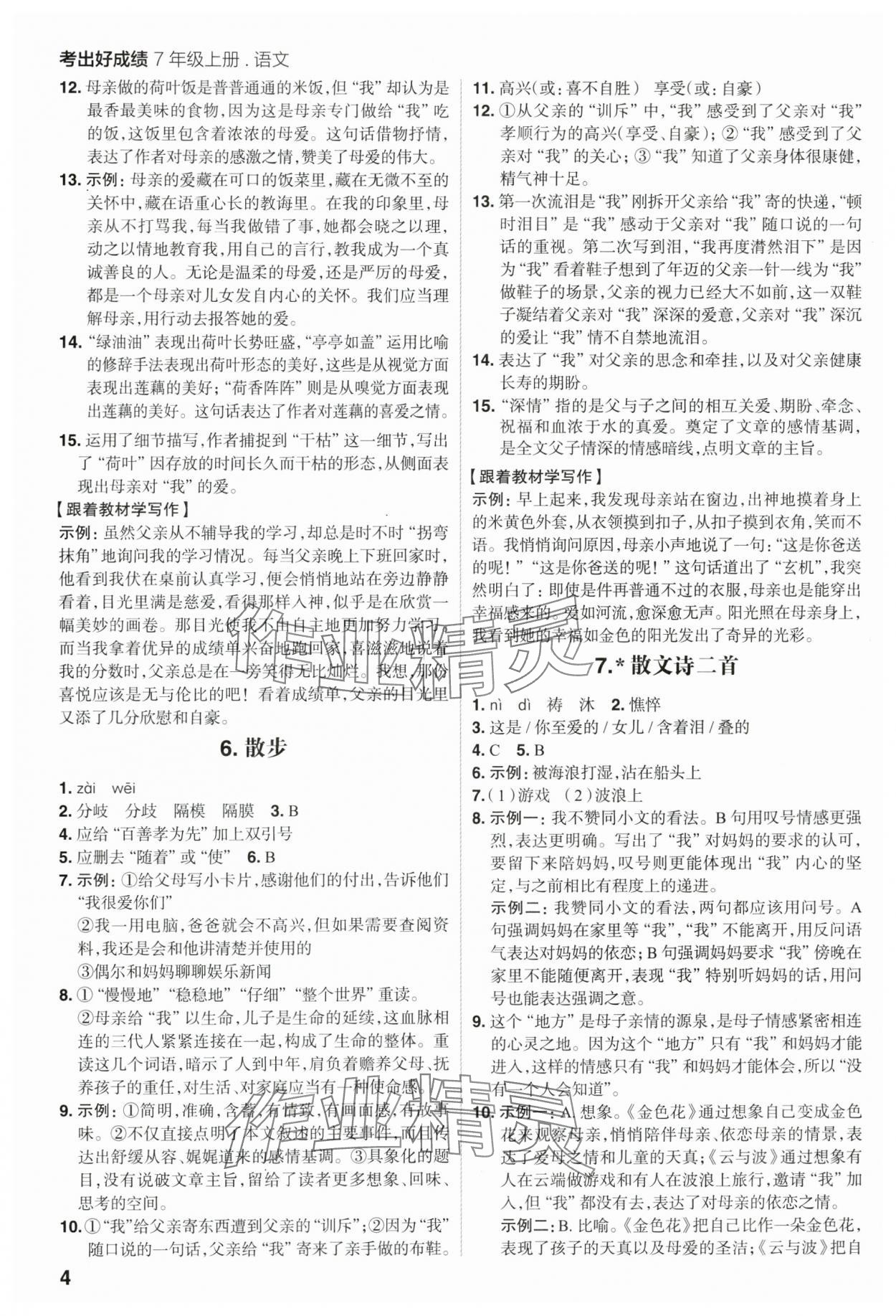 2025年考出好成績(jī)七年級(jí)語(yǔ)文上冊(cè)人教版山東專(zhuān)版 第4頁(yè)